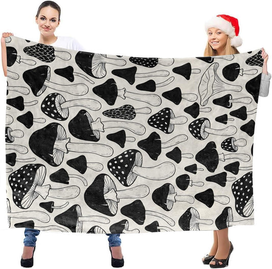 Vintage Mushroom Throw Blanket, Lightweight Warm Flannel Blankets, Home Decor and Gifts, Soft Cozy Throws for Women Adults Kids, 50"X60" for Bed Couch Travel Office
