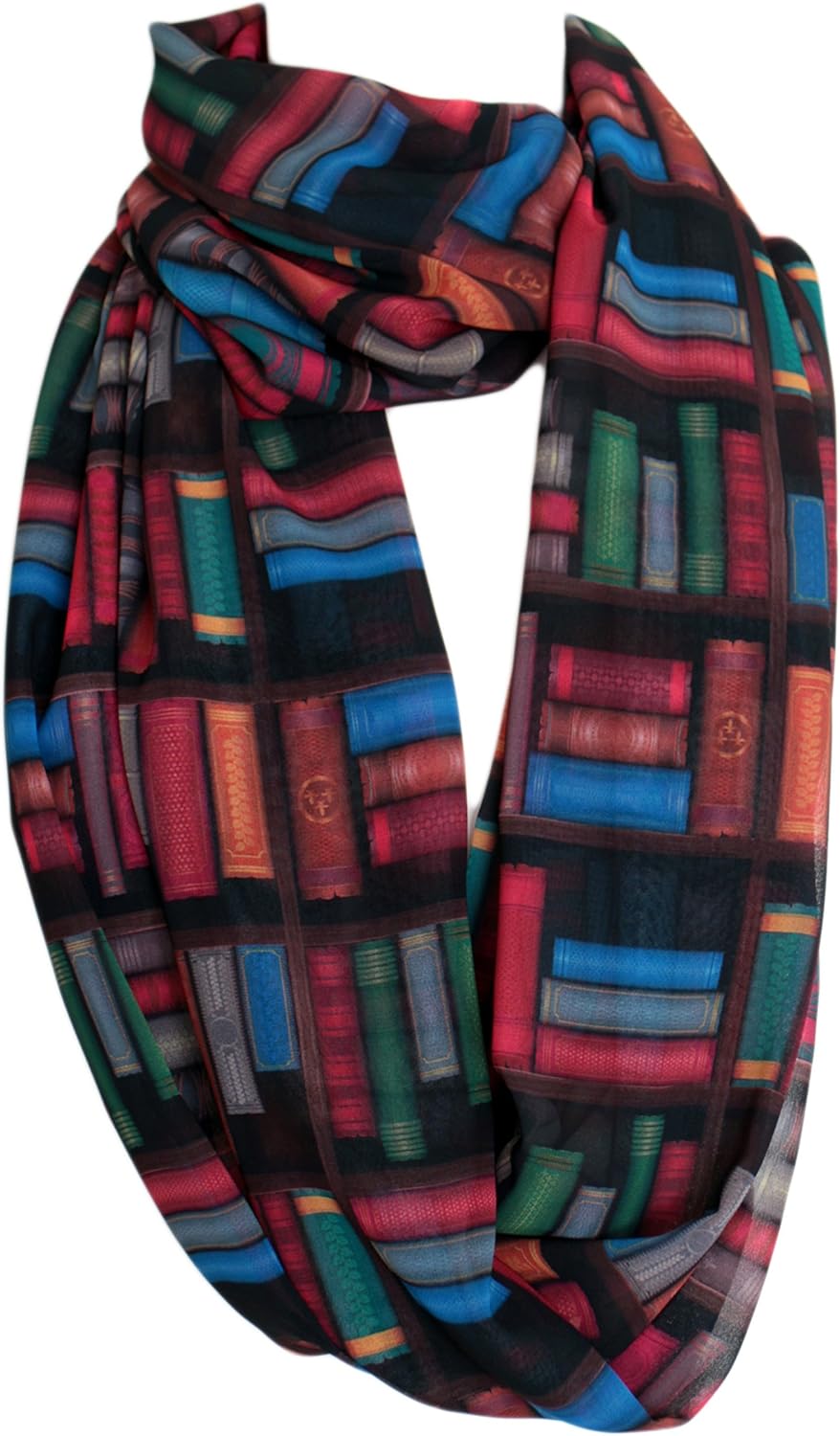 Etwoa Bookshelf Colorful Books Infinity Scarf Circle Loop Scarves