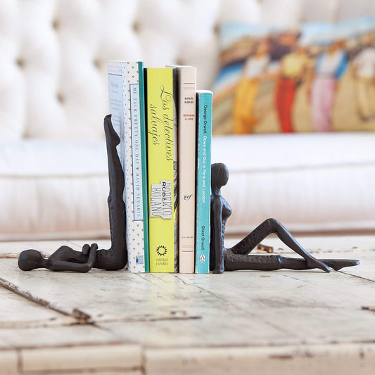 Danya B. ZI11217 Contemporary 2 Piece Ladies Stretching Cast Iron Metal Art Bookend Set