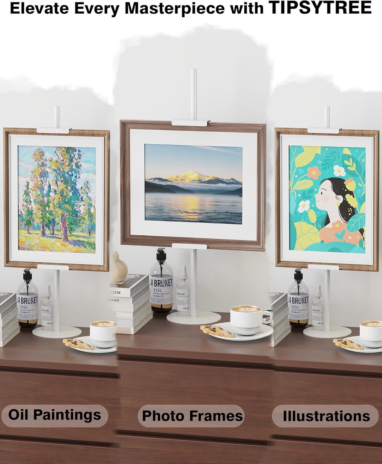Adjustable Tabletop Easel Stand 29" H Picture Easels for Display with Extension Screws for Thin or Thick Metal Picture Frame Holder Stand Table for Picture, Artwork, Photos,Signs (White)