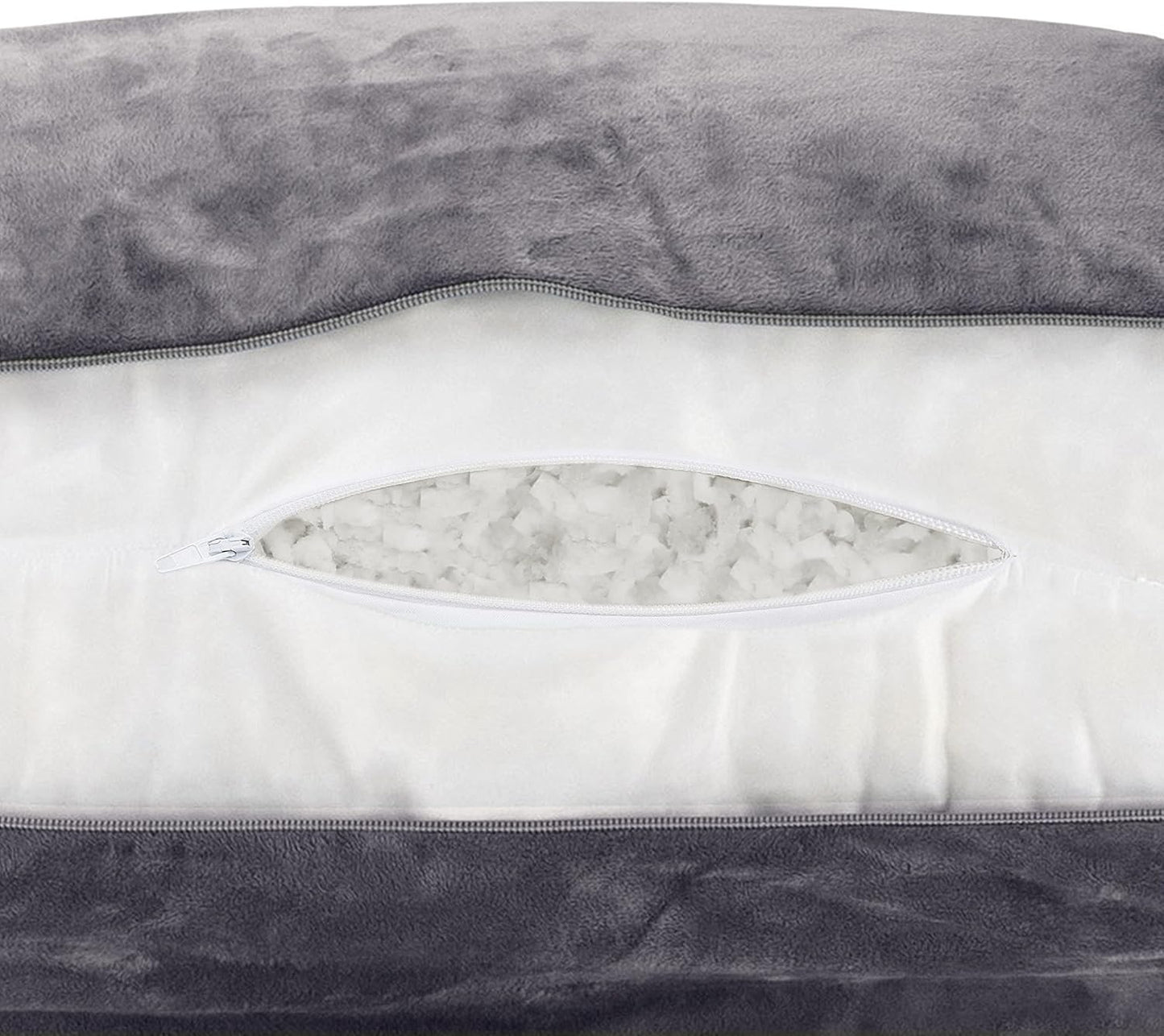 Husband Pillow Dark Grey, Standard+ Original Reading Pillow in Bed Rest Chair, Shredded Memory Foam Large Lounge Cushion Adult Backrest w/Arms, Comfy Back Support for Sit Sitting Up, Removable Cover