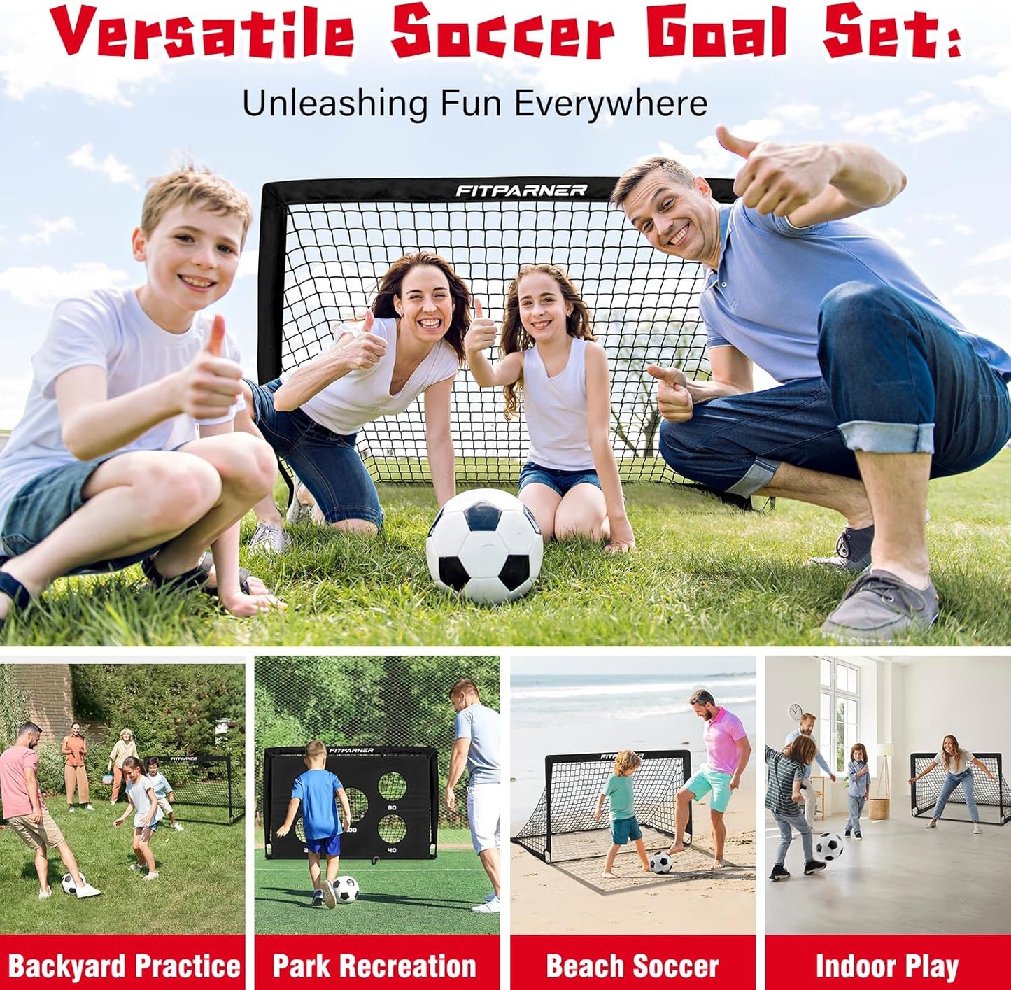 Soccer Goal,Backyard Soccer Goals for Kids 2 Pack,4x3/6x4 FT Portable Pop Up Soccer Nets with Target,Ball&Cones,Complete Training Equipment for Kids Youth Outdoor Sports Practice