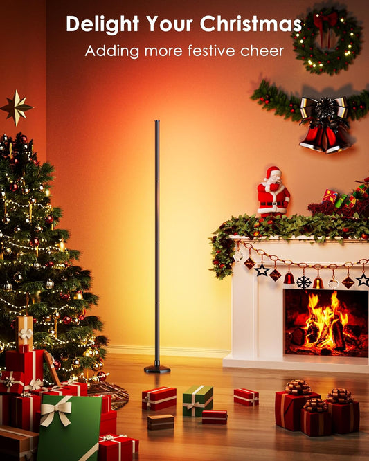 2PCS Corner Floor Lamp, 65" RGB Color Changing Mood Light with Remote Control, Dimmable LED Corner Lamp with Music Sync, Modern Floor Lamp for Living Room Gaming Room