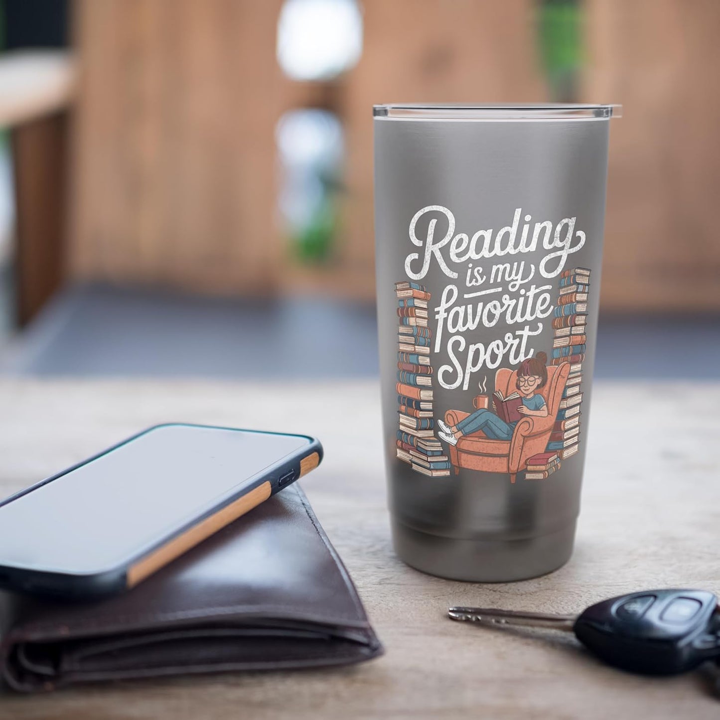 Reading is My Favorite Sport Retro Book Lover Girl Librarian Stainless Steel Insulated Tumbler