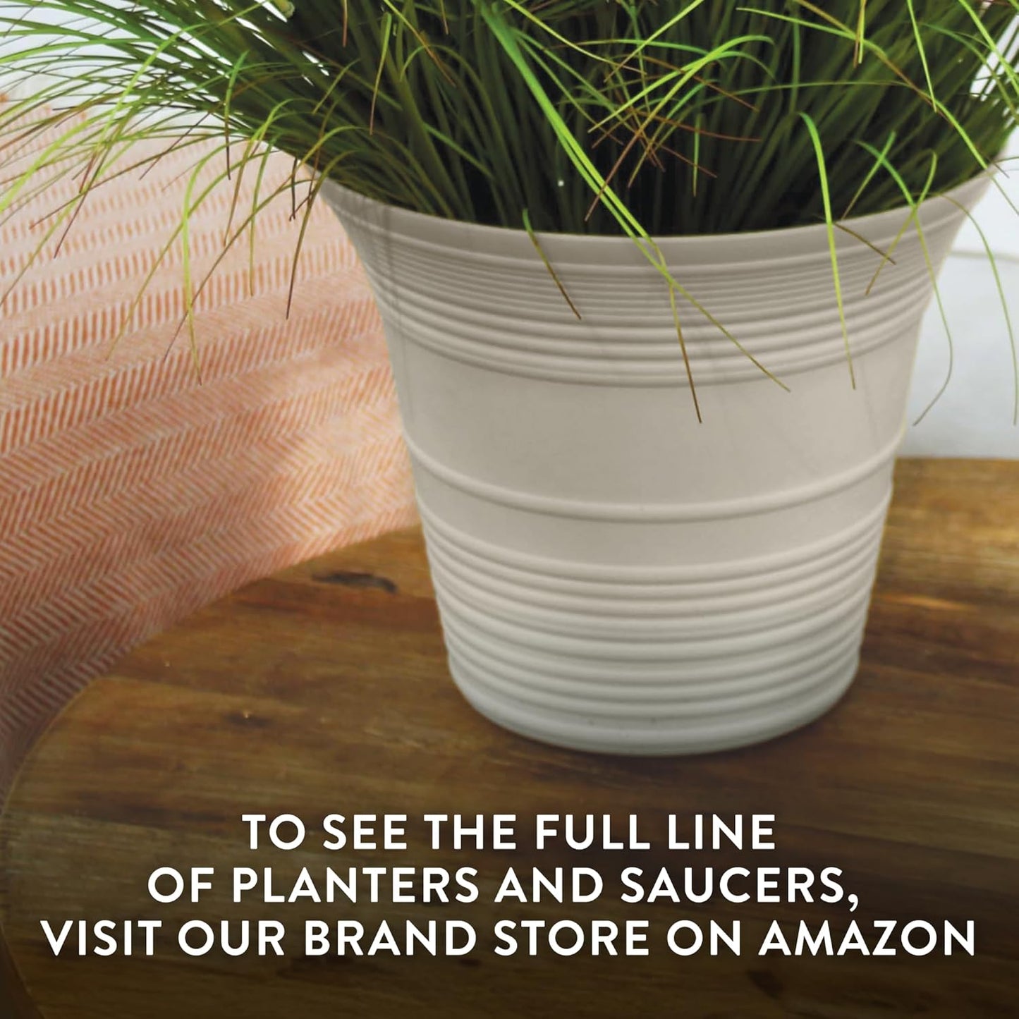 The HC Companies 14 Inch Sedona Round Self Watering Planter Pots, Lightweight UV-Resistant Plastic Indoor & Outdoor Planters, 2-Pack Flower Pots for Garden & Home Decor, Cottage Stone