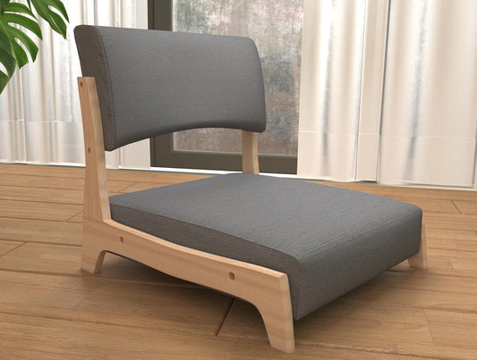 Damedai Japanese Floor Chair Tatami Zaisu Legless Chair Back Support Great for Reading Meditating Living Room Balcony (Grey with Fabric)