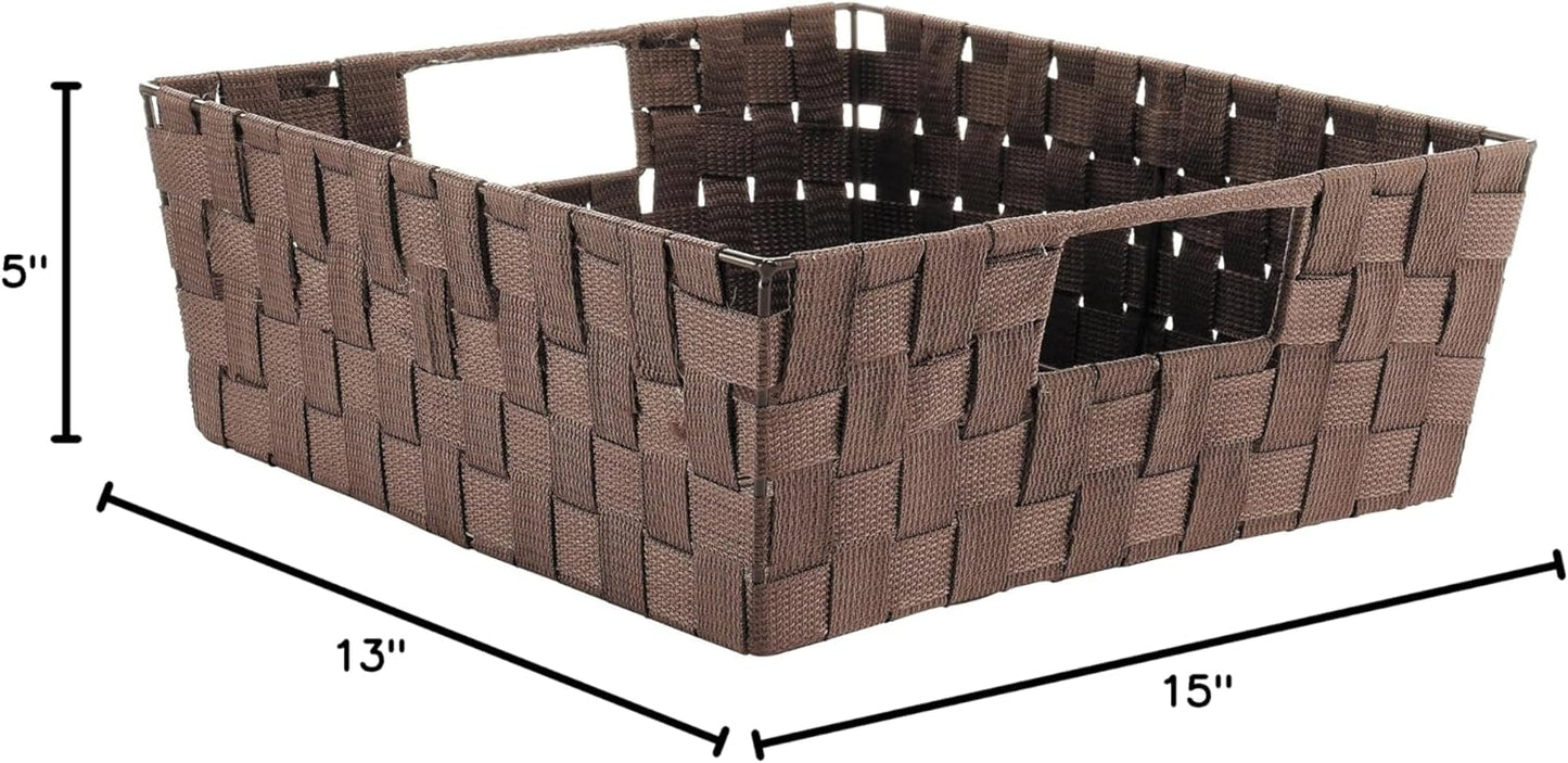 Whitmor Woven Strap Shelf Storage Tote Basket - Java 13 by 15 by 5"