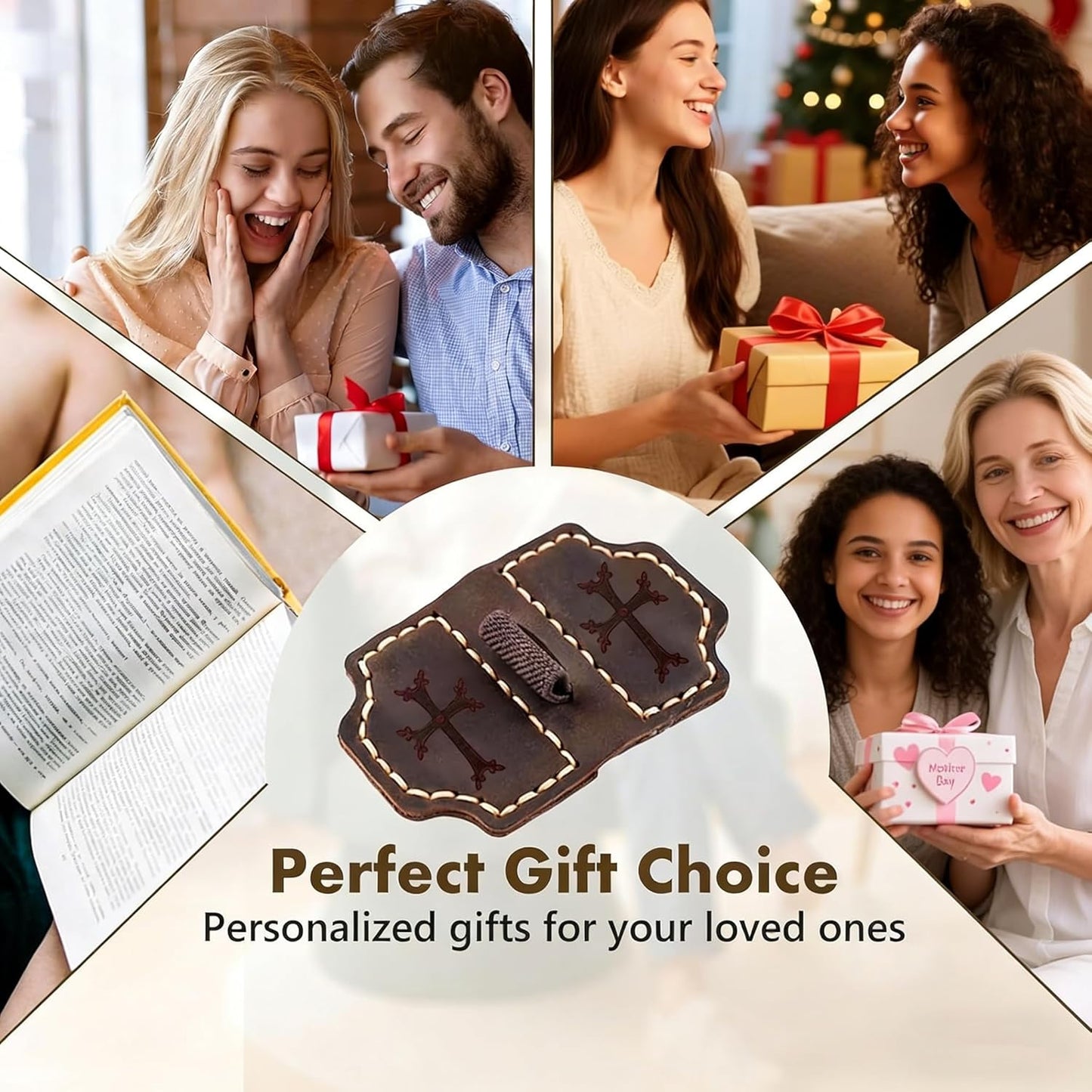Personalized Leather Magnetic Bookmark Cross Element,Bygone Mark Bookmark with Pen Holder, Magnetic Bookmarks for Bible Study Friends Reader Book Lovers Men Women (Red Crosses, 1PC)