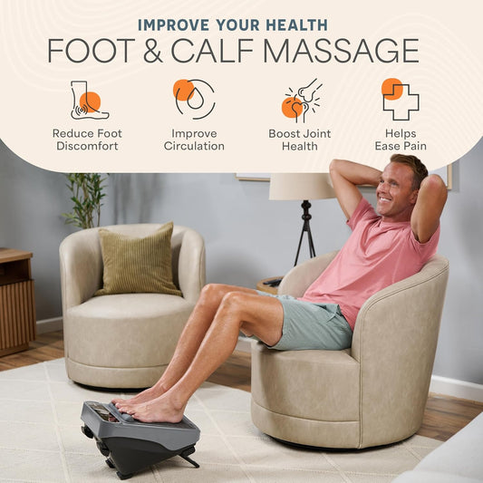 LifePro VibraFlow Foot Massager for Neuropathy - Relaxing Calf and Foot Therapy with Heat Option for Maximum Soothing Relief - Massager for Blood Circulation and Revitalization