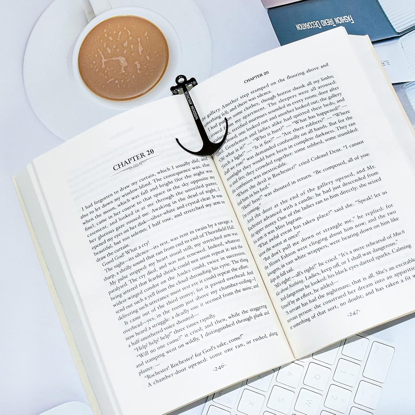 Anchor Page Holder for Hands Free Reading Bookmark Book Opener Reader Gift Metal Portable Music Recipe Book Hardcovers Paperbacks Magazines Clip Accessories, Black
