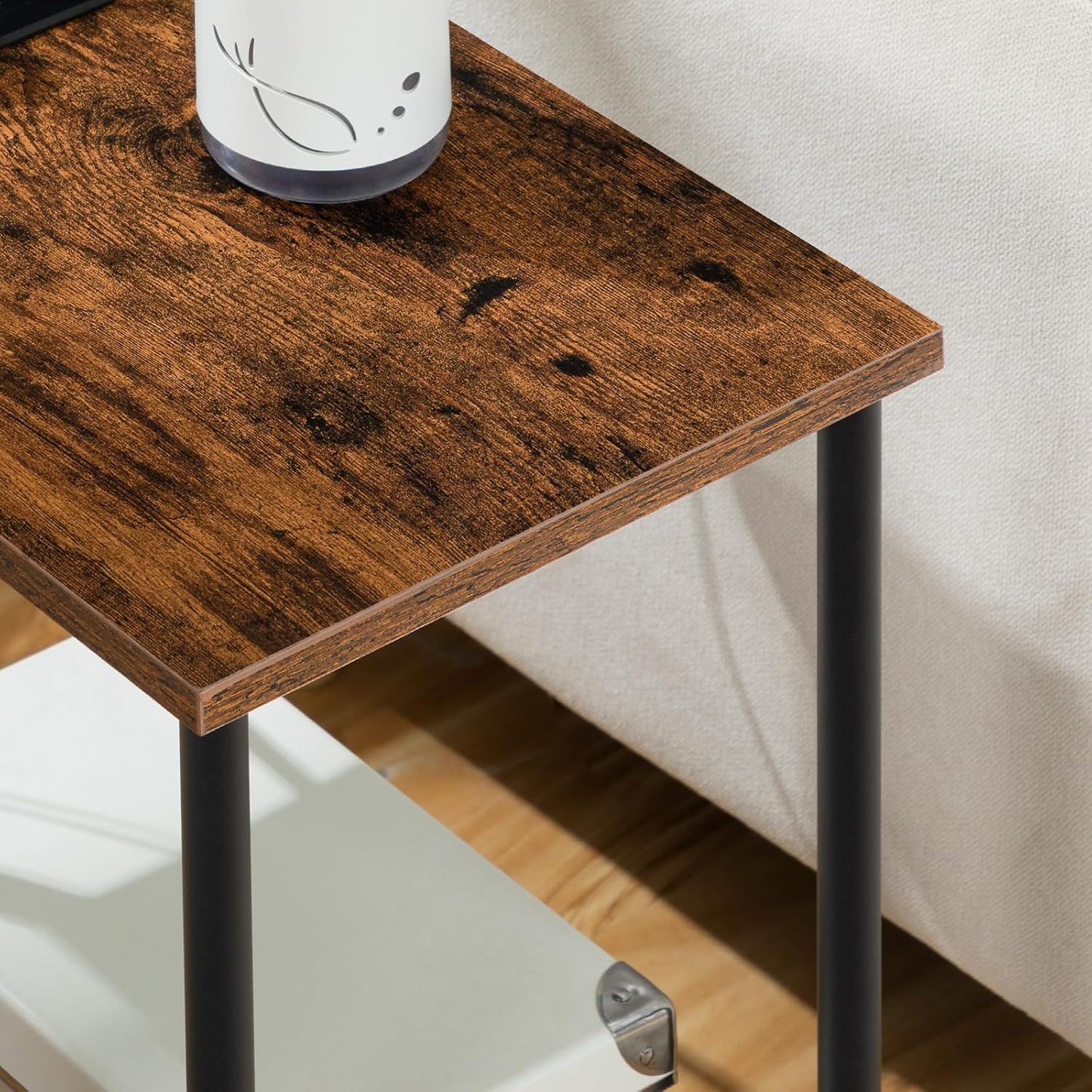 HOOBRO Side Table with Charging Station, Small End Table with USB Port and Outlet, Nightstand with 2-Layer Storage Shelves for Small Spaces, Living Room, Bedroom, Stable Frame, Rustic Brown BF09UBZ01
