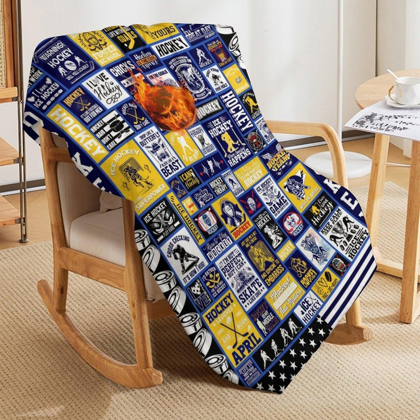 Soft Flannel Sports Blanket for Girls & Boys - Warm Hockey Throw Blanket for All Seasons - 50"x40"