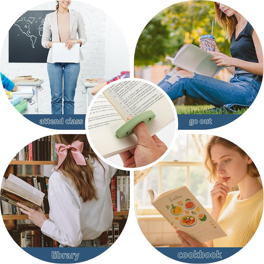 Book Page Holder, 2 Pack Breathable Silicone Thumb Page Holder for Reading, Ideal Book Reader Gifts and Reading Accessories (Small Size, Blue)