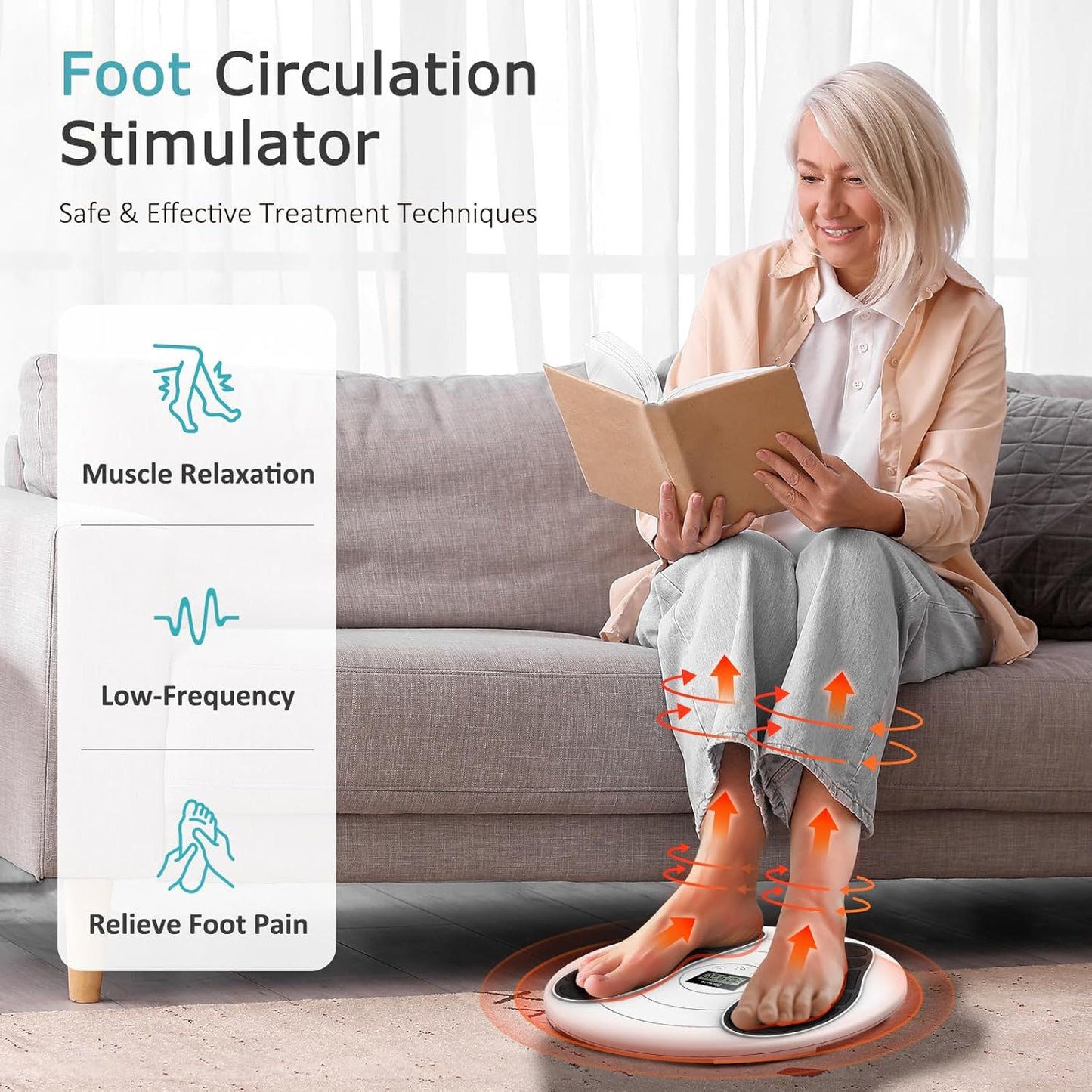KNQZE Foot Massager for Neuropathy, TENS + EMS Foot Stimulator for Circulation, 10 Modes + 20 Intensities, Wireless Remote, Neuropathy Pain Relief for Feet, Plantar Fasciitis, Gifts for Mom & Dad