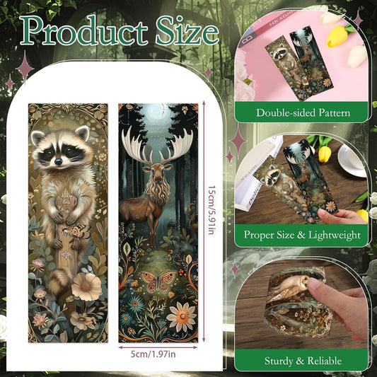 Woodland Animal Bookmarks Gifts - 100 Pcs Fantasy Forest Animal Bookmark Paper Mushroom Raccoons Flower Book Mark Page Clips Gifts for Women Men Book Lovers Students Teachers Bookish Reading