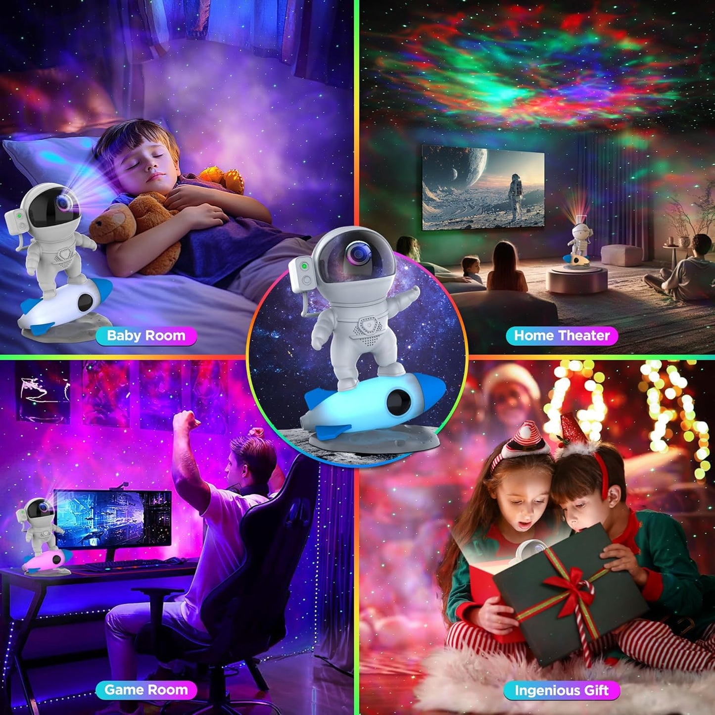 Astronaut Galaxy Projector with Bluetooth Speaker & White Noise, App & Remote Control Star Projector, Galaxy Projector for Bedroom Adults Kids, Spaceman Night Light for Gaming Room, Home Theater