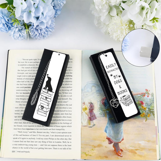 2Pcs Dog Bookmark for Women Men Dog Mom Dog Lover Gifts Bulk Funny Bookmarks Cute Metal Book Mark Dog Bookmarks for Book Lovers Birthday Gifts for Reader Coworker Friends Adults Dog Owner Lover