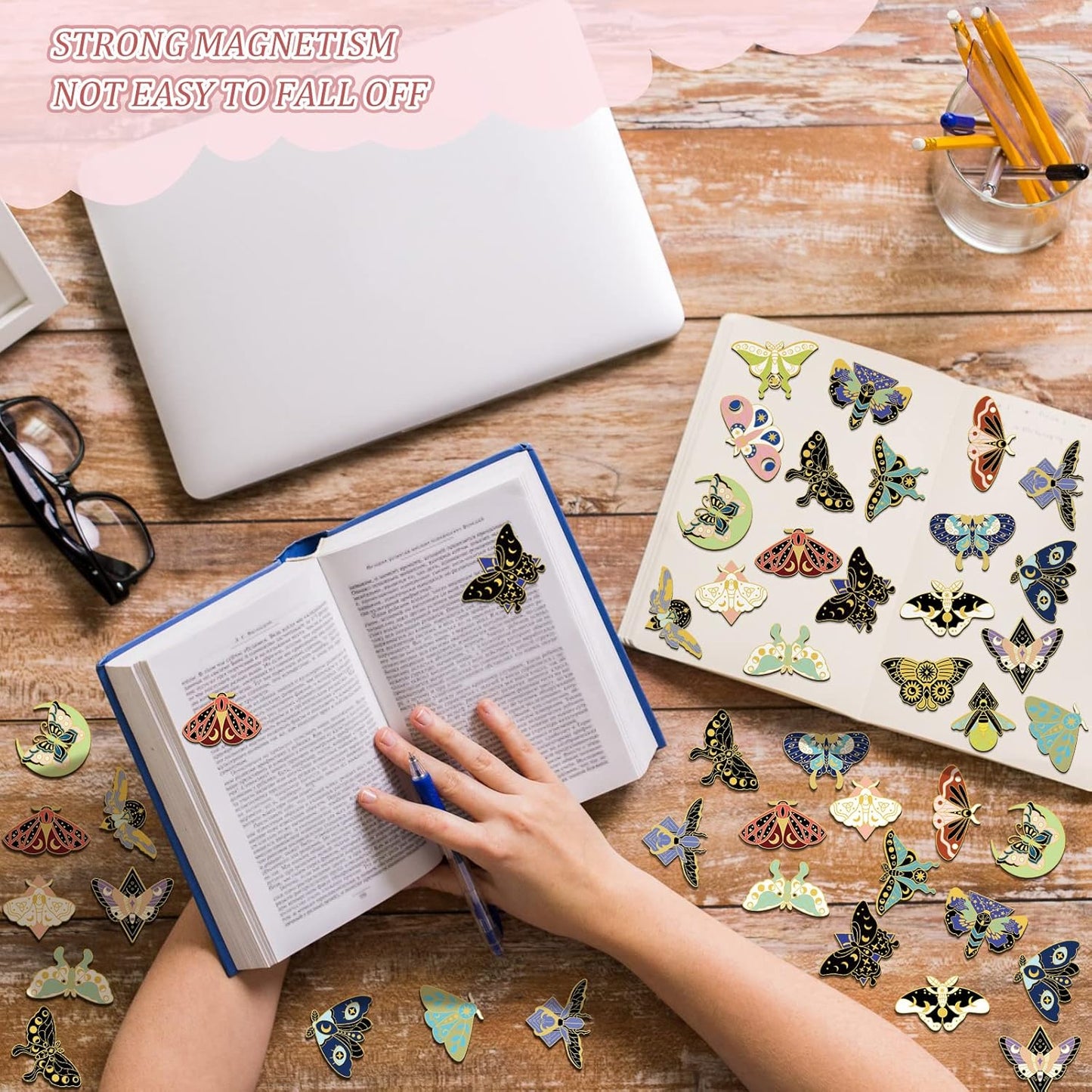 TaoBary 40 Pieces Butterfly Magnetic Bookmarks Cute Magnet Page Markers Bulk Foldable Page Clips for School Students Teachers, Book Lovers, Classroom Gifts, Women Office Reading(Vivid)