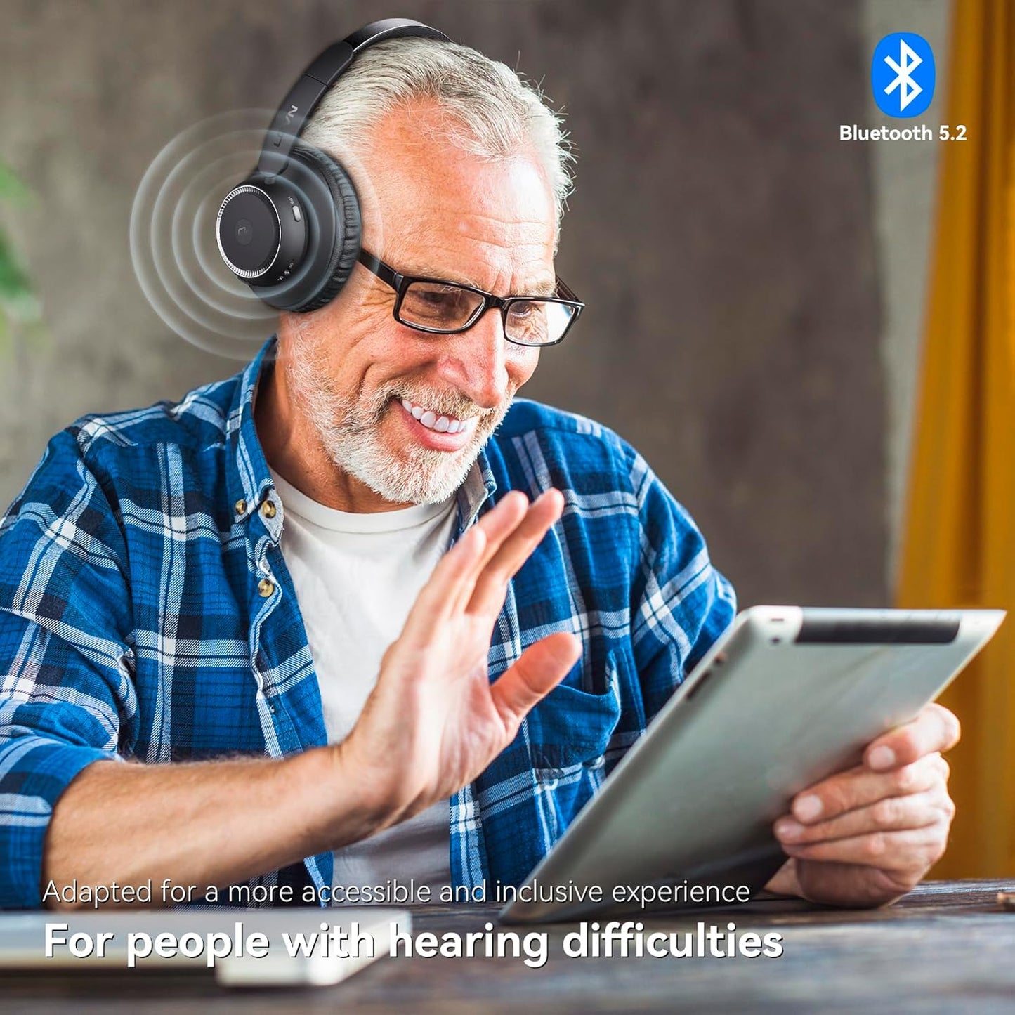 LEVN Wireless Headphones for TV Watching, TV Headphones Wireless for Seniors with Transmitter Charging Base, Hearing-impaired, No Audio Delay, Bluetooth 5.2, Plug and Play, Gifts for Elderly