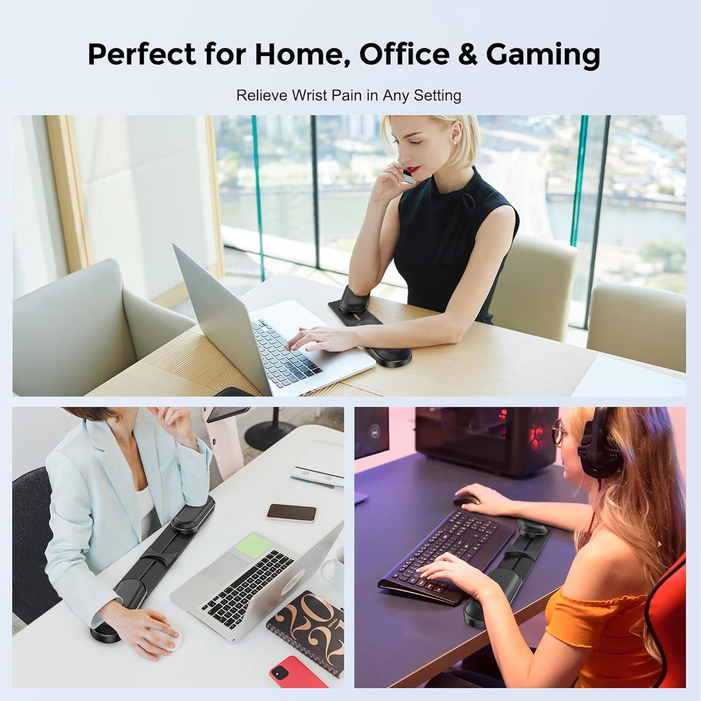 AboveTEK Keyboard Wrist Rest – Adjustable Angle & 25-Inch Length, Foldable Ergonomic Memory Foam Support for Computer, Laptop & Gaming – Non-Slip, Relieves Forearm & Elbow Pain for Typing & Mouse Use
