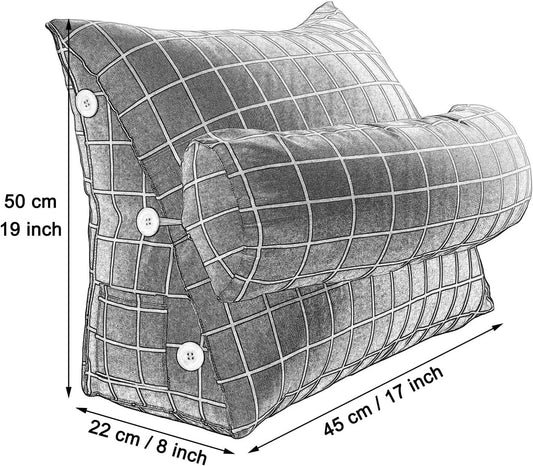 Wedge Pillow for Sleeping After Surgery Reading Pillows for Sitting in Bed for Adult Washable Cover Back Cushion for Couch Lumbar with Neck Support (Color : 01, Size : 45 x 22 x 50 cm)