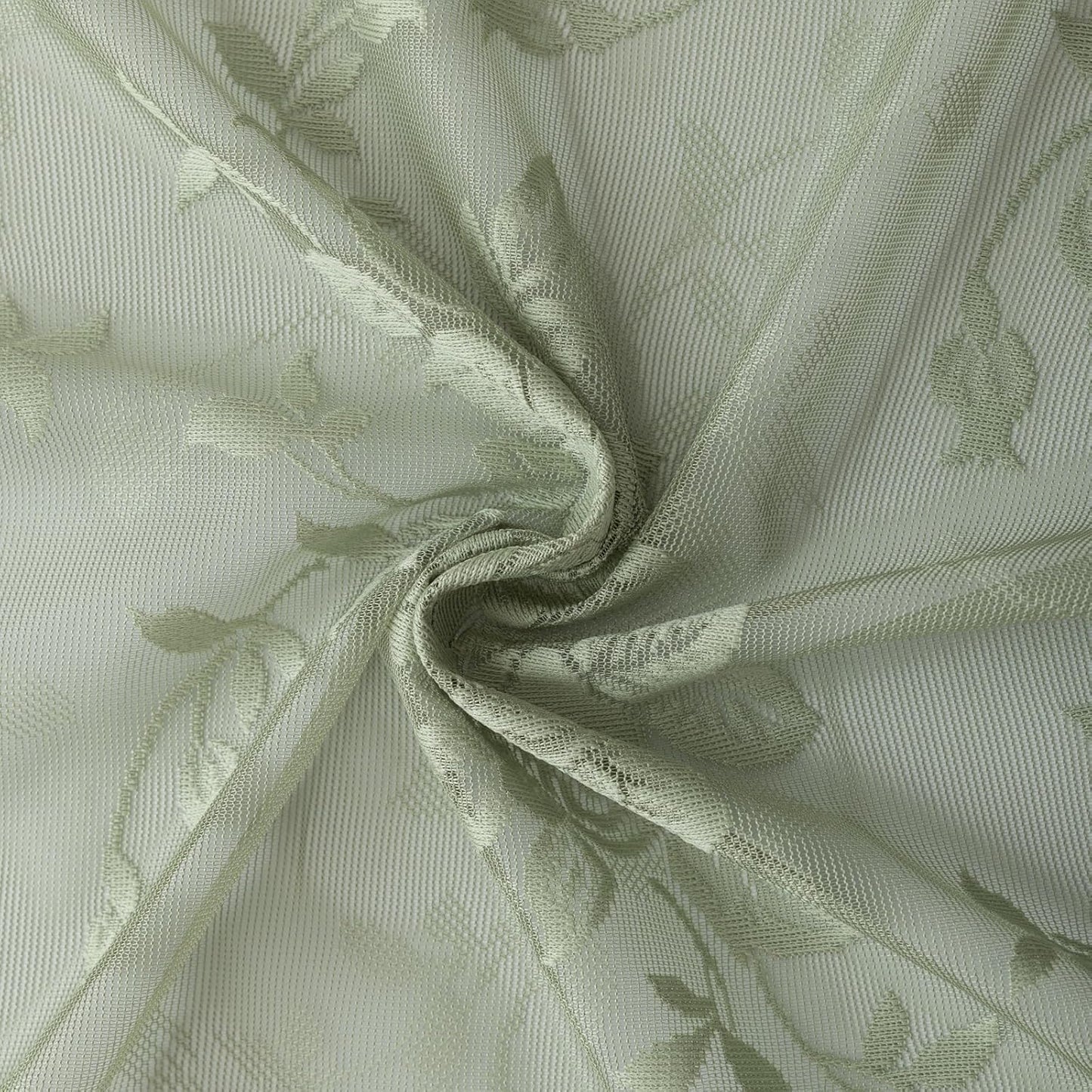 YJ YANJUN Sage Green Sheer Curtains 72 Inch Long 2 Panels Floral Patterned Boho Net Curtains Privacy Lace Gauze Curtain Panels for Boy Bedroom Room Divinding Closet Door 6 FT Length Light Sage