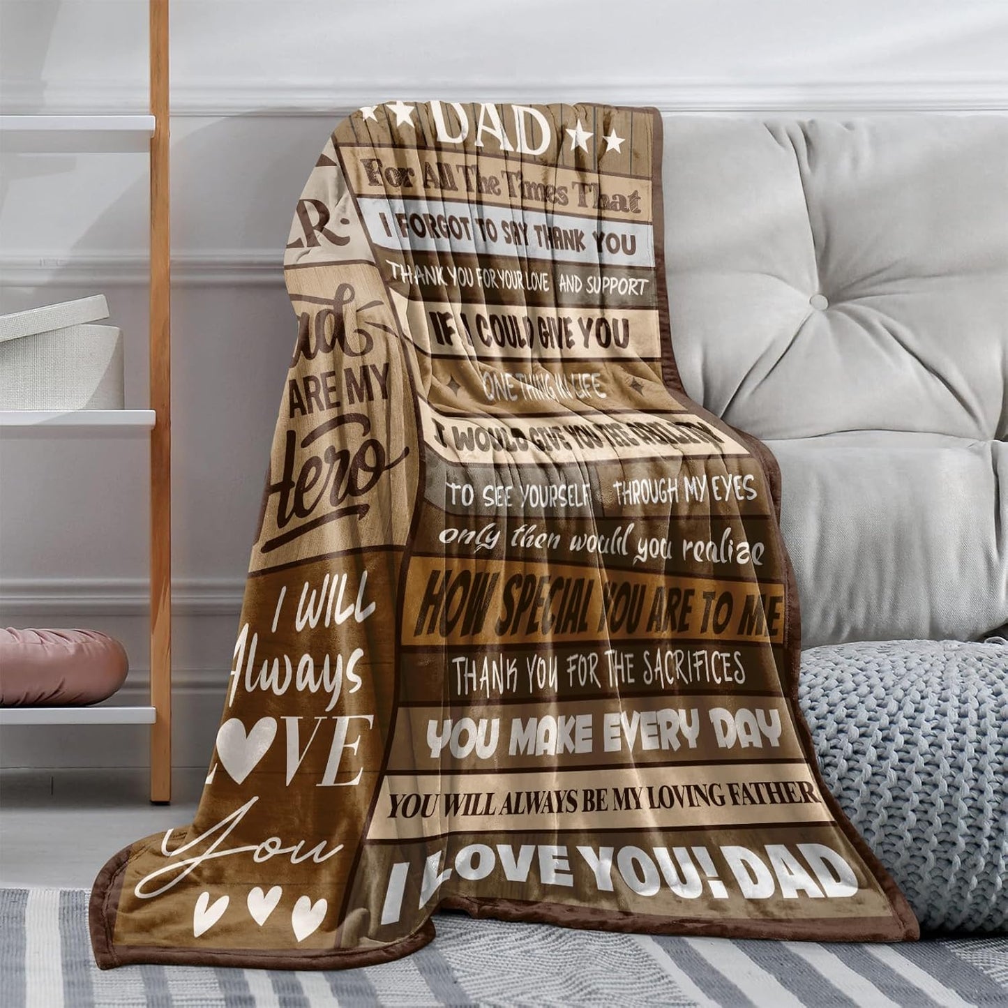 Gifts for Dad from Daughter Son, Dad Birthday Christmas Fathers Day Presents, Best Dad Eve Throw Blanket 50x60 Inch