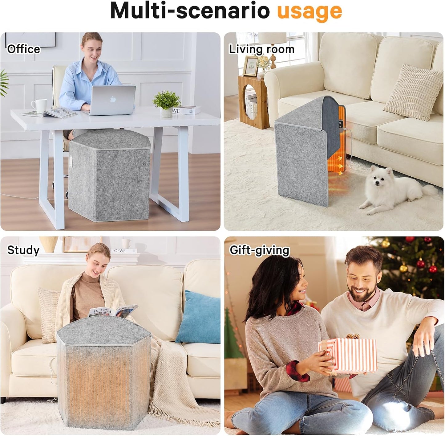 Under Desk Heater Leg Feet Foot Warmer,Personal Portable Space Heaters Quiet Small For Office Home Indoor Use Large Room,Electric Energy Efficient,Essentials Supplies For Women Grey