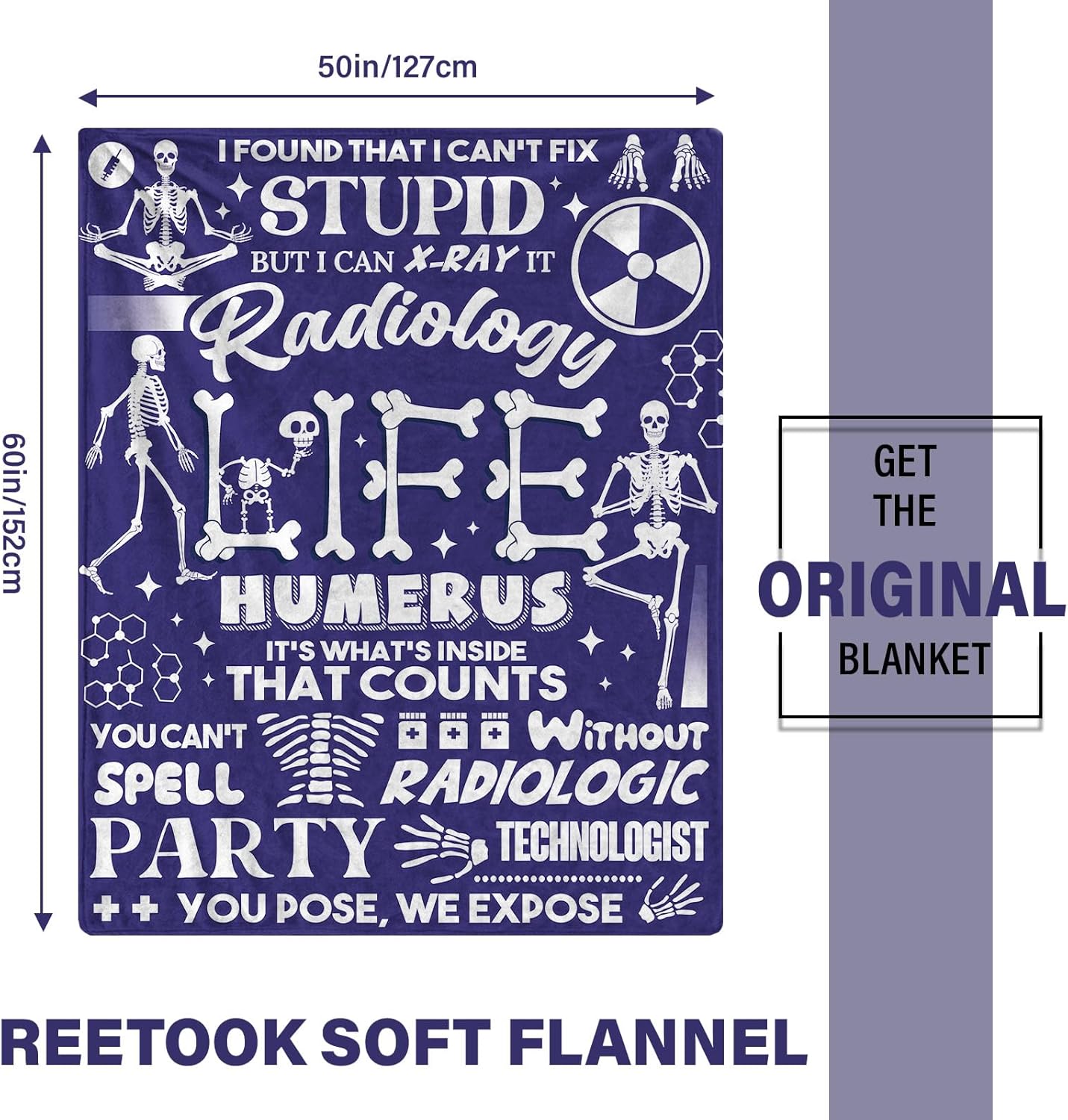 Radiologic Technologist Gifts Blanket for Radiographer, Soft Flannel Blanket for Radiologic Technologists, Warm Throw Blanket for Birthday Gifts for Christmas Thanksgiving 50x60