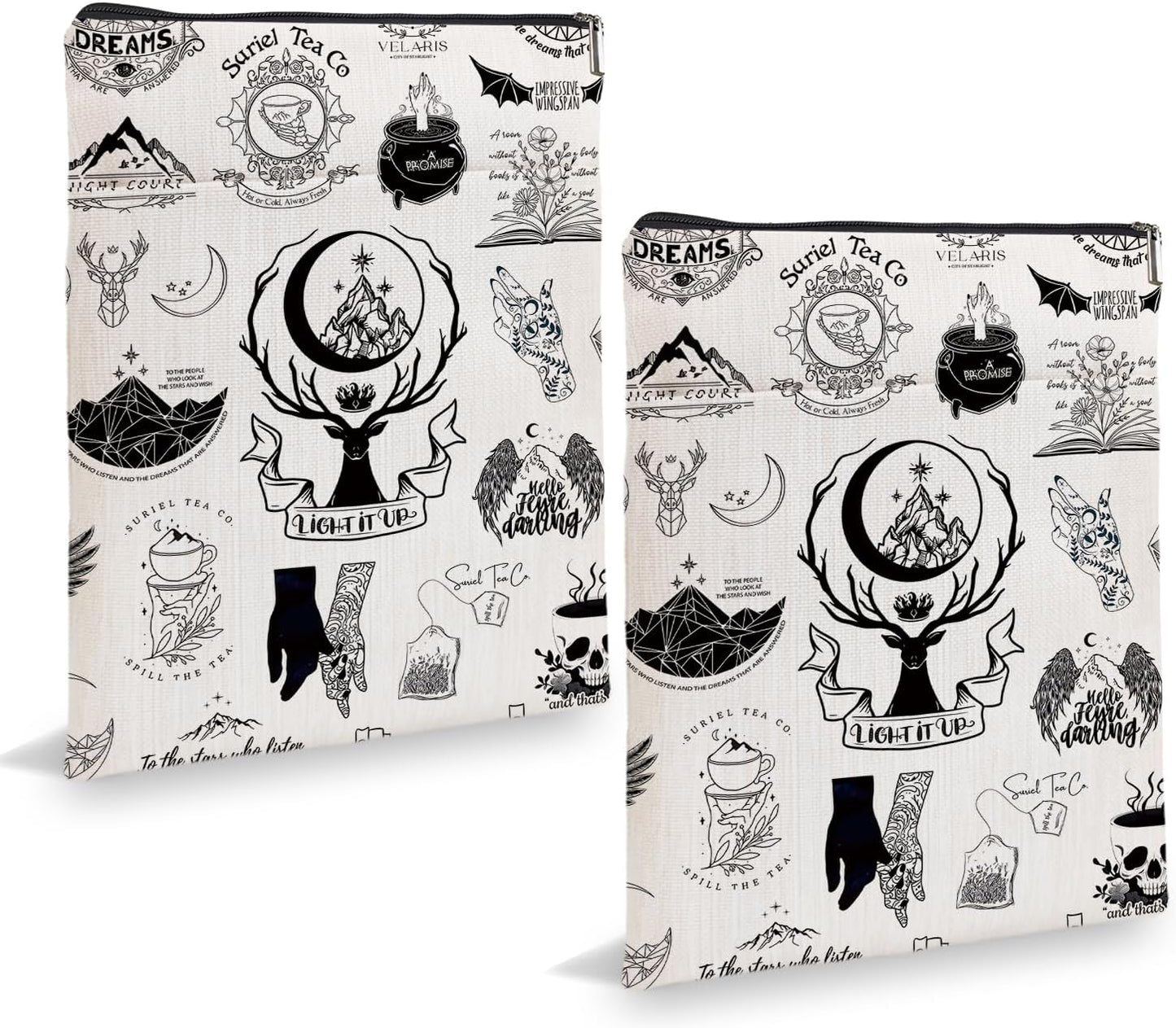 Fantasy Novel Inspired Book Sleeve, Book Sleeve for Book Lovers Book Inspired Gift, Book Sleeves Gift, Book Protector with Zipper Bag
