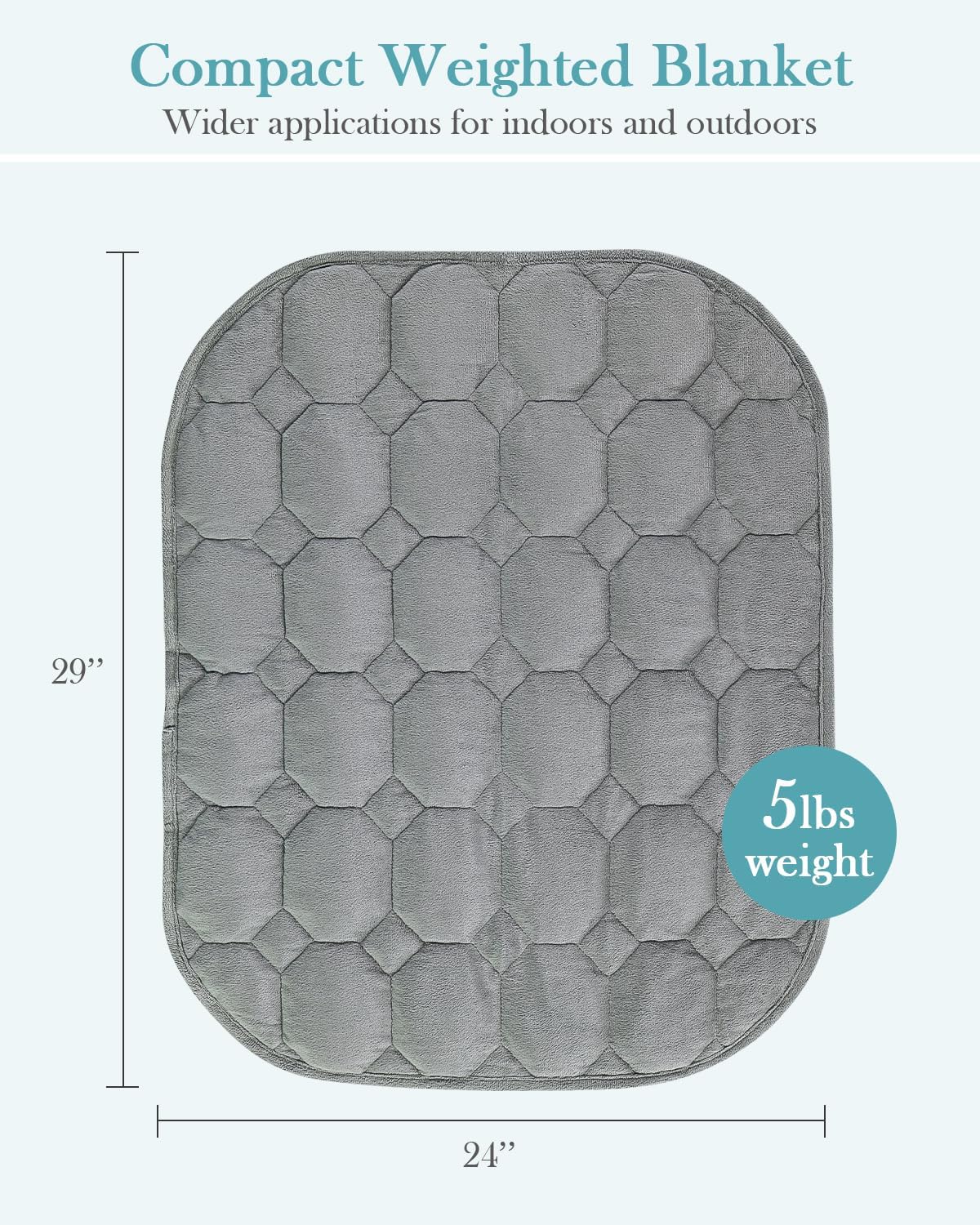 Topblan Weighted Lap Blanket 5lbs for Adults, Small Weighted Blanket Throw for Napping, Relaxation, Calming and Travel, Skin Friendly & Machine Washable for All-Season Sleeping