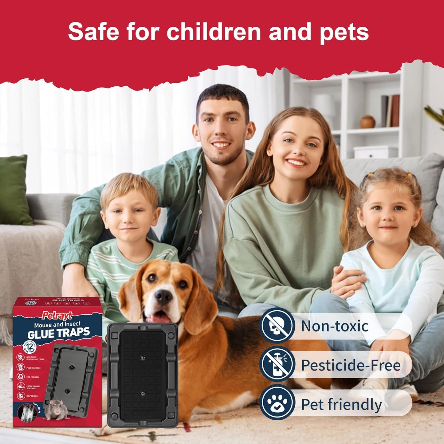Glue Mouse Traps Indoor for Home -12 Pack Sticky MouseTraps Indoor for Safe Home Pest Control. Pre-Scented, Non-Toxic Glue Boards for Mice, Mouse & & Insects. Easy to Use