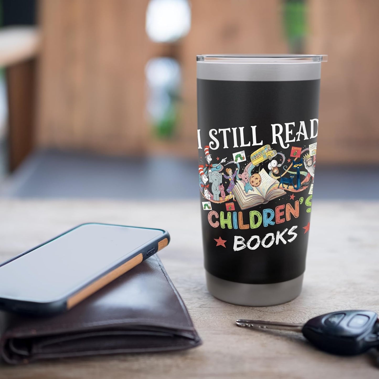 I Still Read Childrens Books Reading Teacher Librarian Stainless Steel Insulated Tumbler