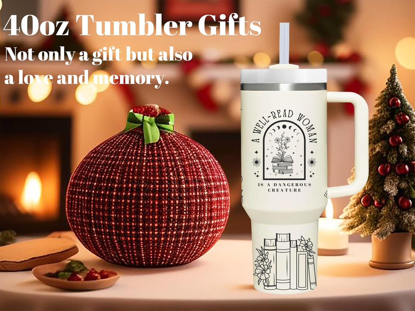 Book Lovers Gifts.40oz A Well-Read Woman Tumbler with Handle.Book Club Cup.40oz Tumbler Gifts for Bookaholic Bookworm Reader Librarian.Birthday Christmas Bookish Gifts for Women.