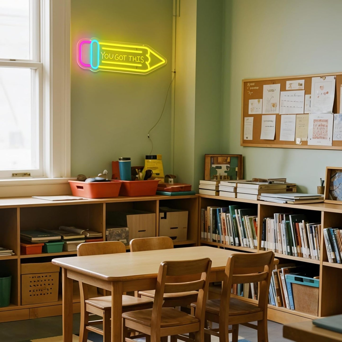 Pencil Neon Sign Dimmable Motivational Led Neon Light for Wall Decor USB Powered LED Sign for Inspirational Classroom Office Library Kids Wall Art Bedroom Classroom Backdrop Sign