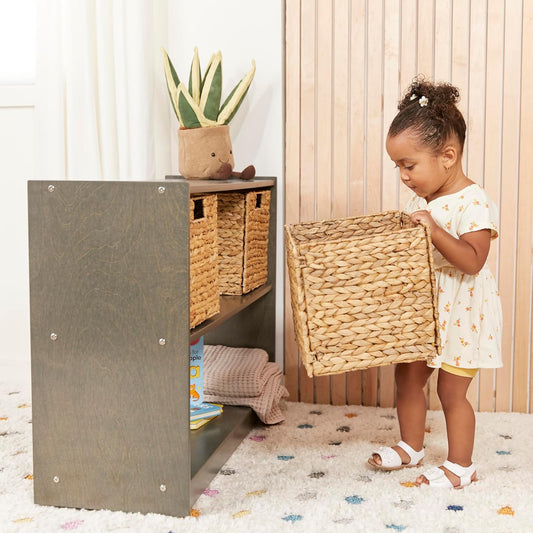 ECR4Kids 2-Shelf Mobile Island Storage Cabinet, Classroom Furniture, Grey Wash