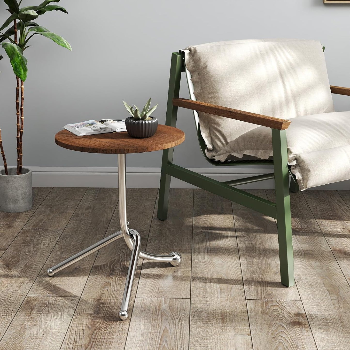 Small Round Side Table 15.75″x19.69″ - Modern End Tables for Small Spaces & Living Room