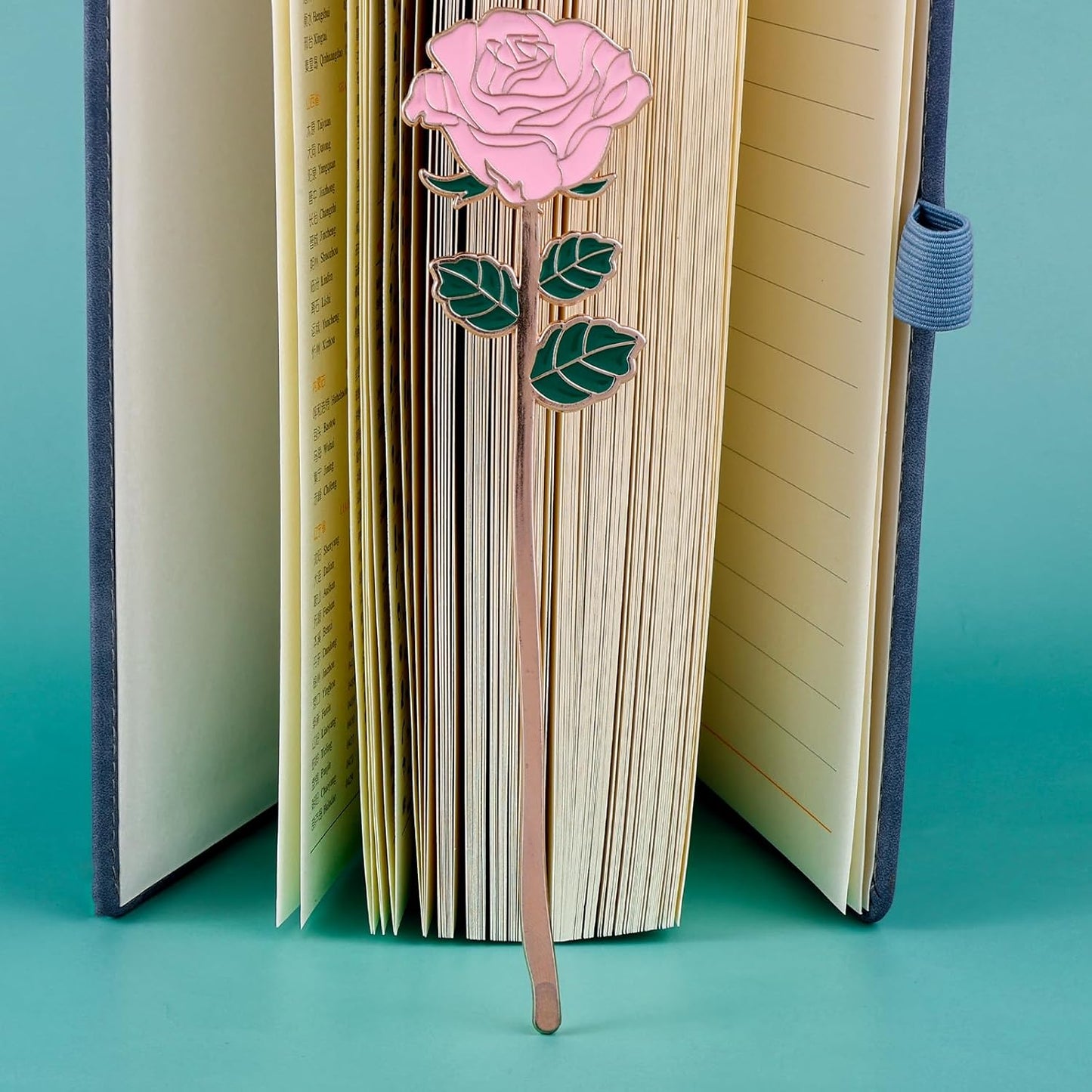 Bewudy Red Rose Bookmark Gift, Metal Book Page Holder for Reading Lovers, Teacher Appreciation Gifts Valentine Mother's Day Christmas Birthday Gift for Women Book Lovers (Pink Rose)