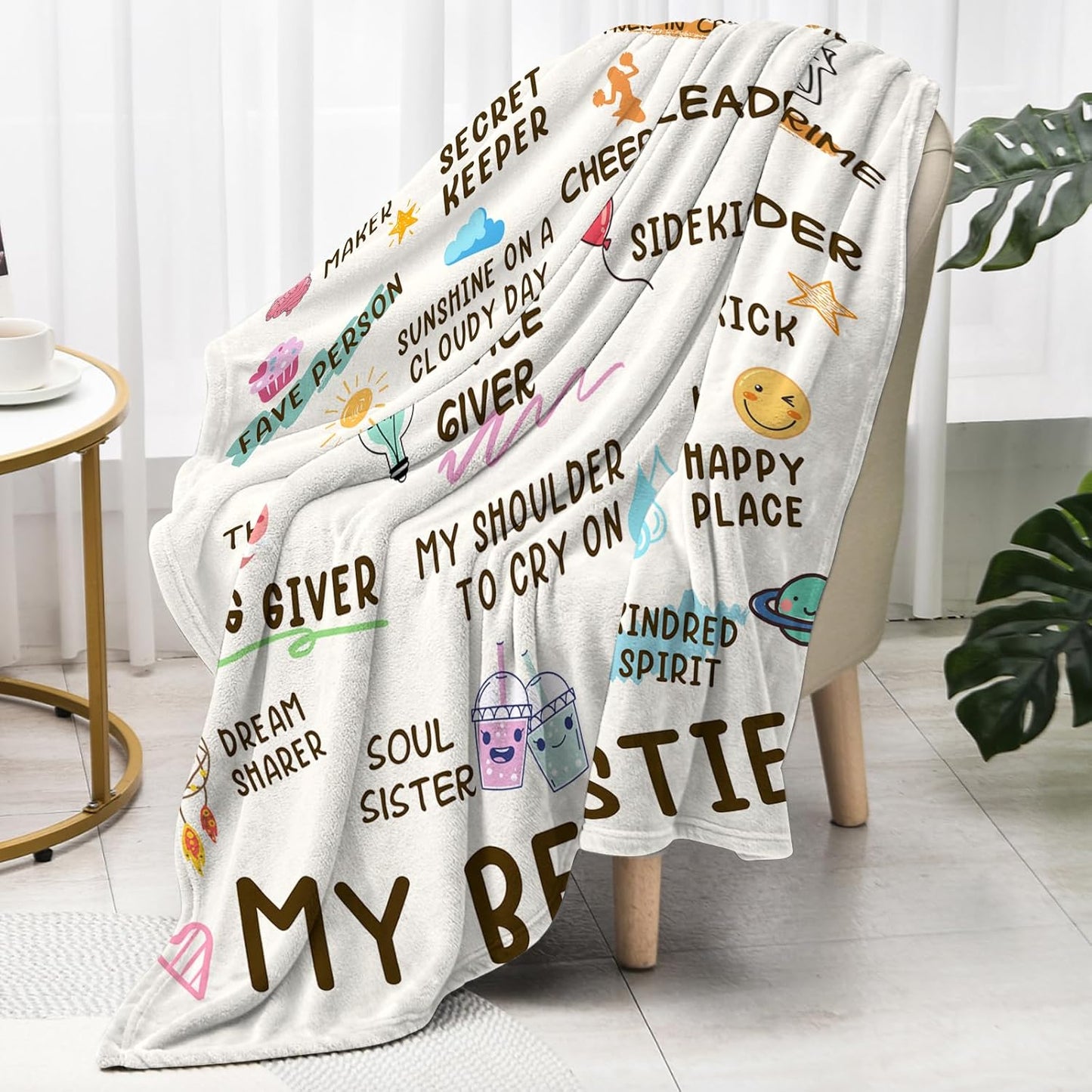 Best Fried Blanket 60"x 50", Best Friend Birthday Gifts for Women, Bestie Gift Ideas for BFF Soul Sister Friendship, to My Bestie Fleece Throw Blanket