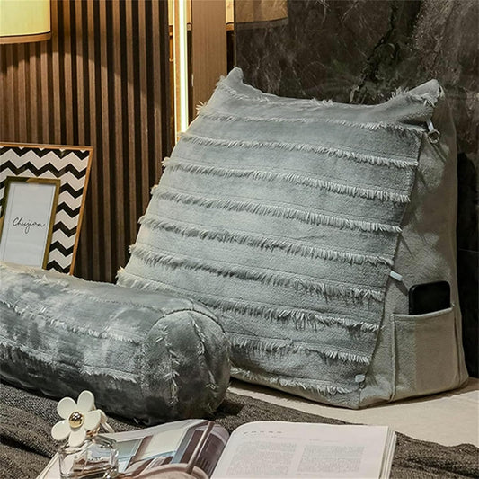 Bedrest Lumbar Neck Back Support Pillows Ergonomic Reading Bed Rest Pillow for Sofa Bed Bunk Bed Office Chair and Upholstered Headboard Bolster with Adjustable Long Pillow