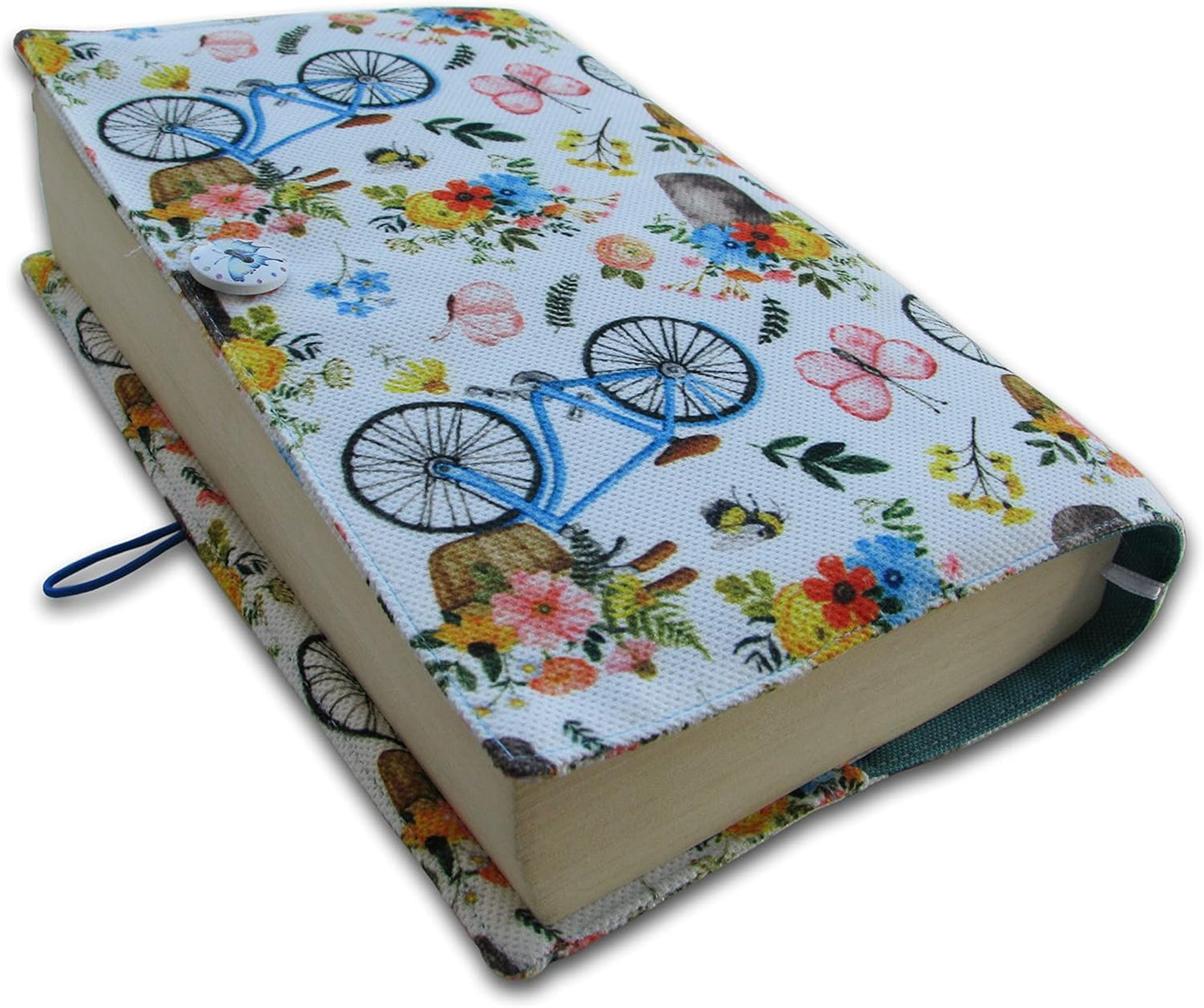 Cloth Book Cover, Fabric Novel for Cover Sleeve Protector, Bicycle Pattern Washable, 5.5 x 8.2 x 1.6 Padded Bag