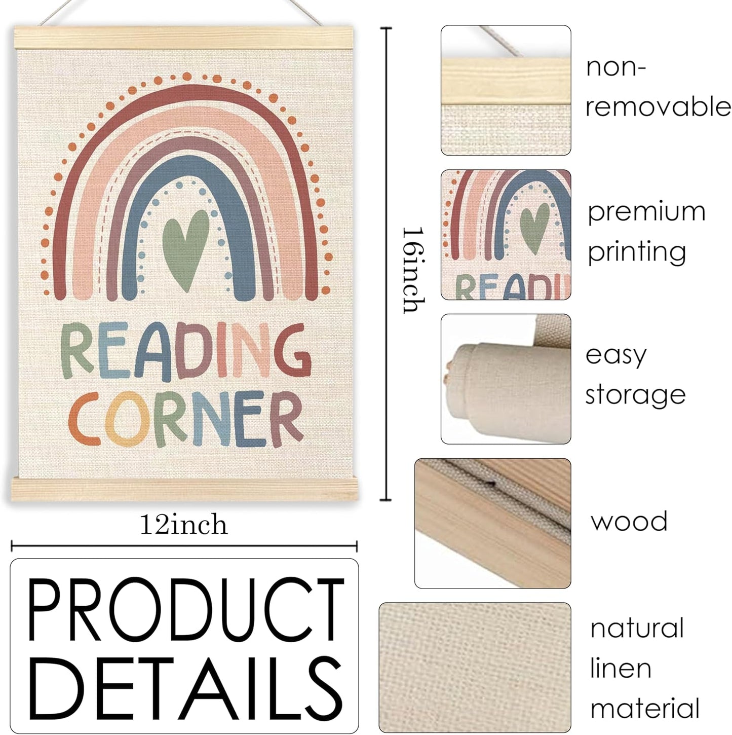 Ecezatik Reading Corner Decor For Classroom,Classroom Reading Corner Decor,Read Nook Decors,Read Boho Rainbow Sign