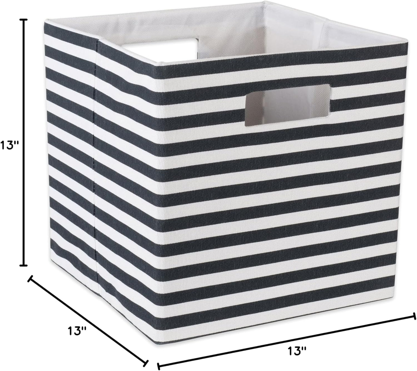 DII Collapsible Polyester Storage Cube, Pinstripe, Black, Large