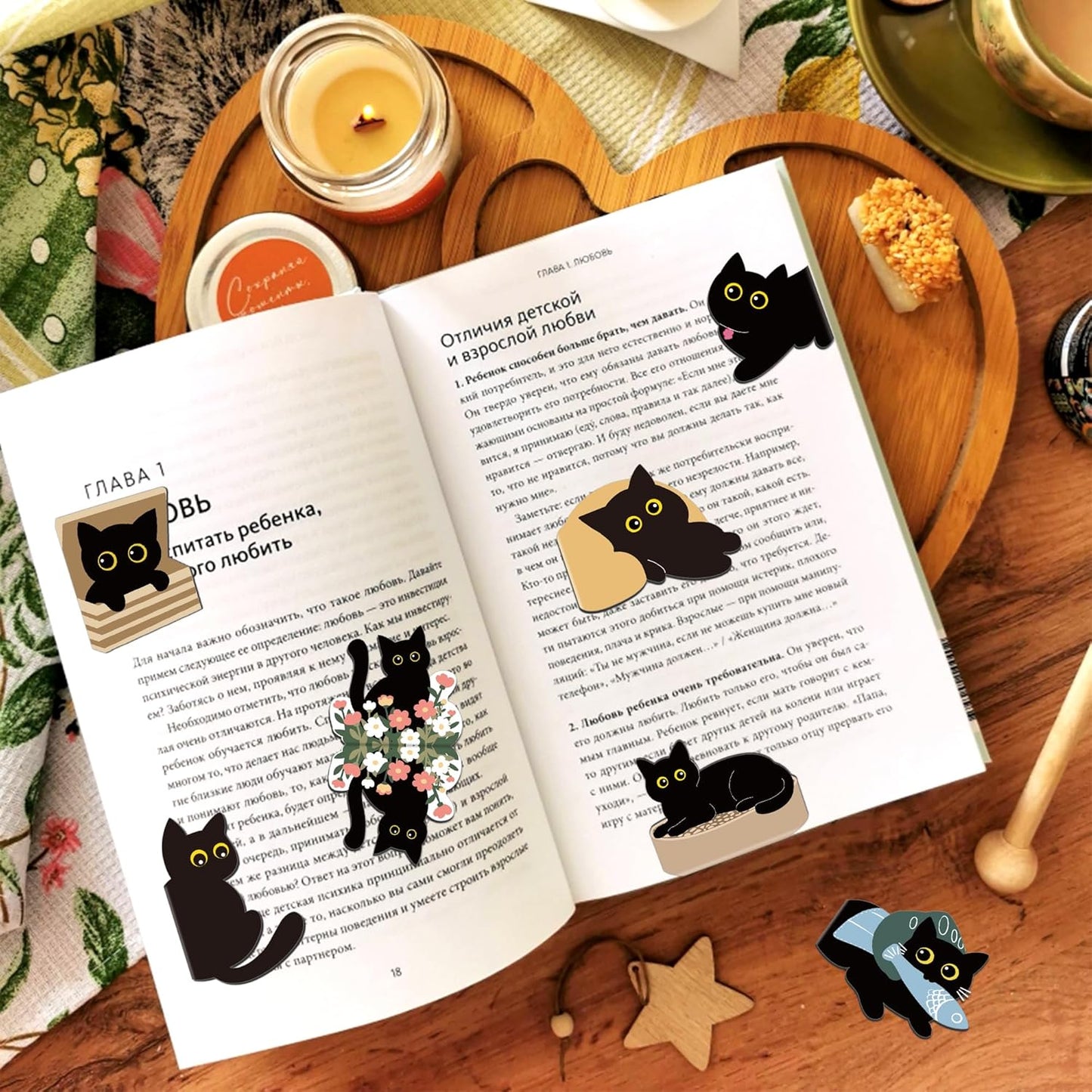 30Pack Cute Black Cat Bookmark Magnetic Bookmarks for Reading Women Men Kids Teacher Book Lovers Gifts, Unique Personalized Bookmarks Bulk Magnet Bookmark Clips Pretty Funny Novelty Page Book Markers
