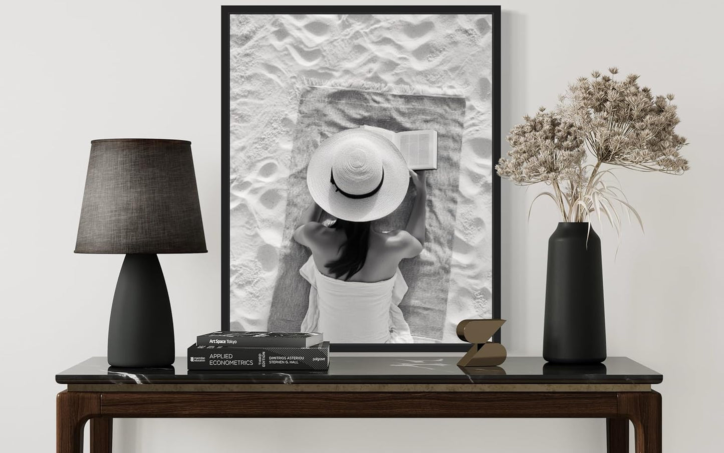 Woman Reading Book at Beach Wall Art Poster Art Print, High Fashion Photography Glam Gift for Her, Girls, Fashionista, Photo Designer Fans Chic Decor for Home, Office, Bedroom 135 (Woman Reading Book at Beach, 16 x 20 inches, Unframed)