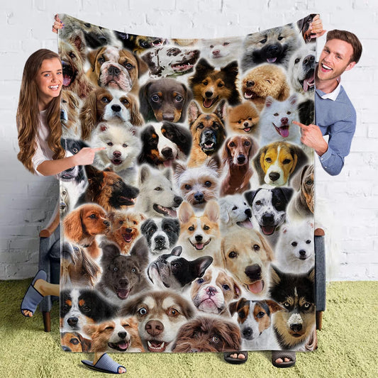 Twin Size Fleece Throw Blanket for Bed Couch Sofa, Fuzzy Soft Cozy Blankets and Throws Warm Lightweight Plush Blanket for Women Men, 60 x 80 inches, Cute Dogs Pattern