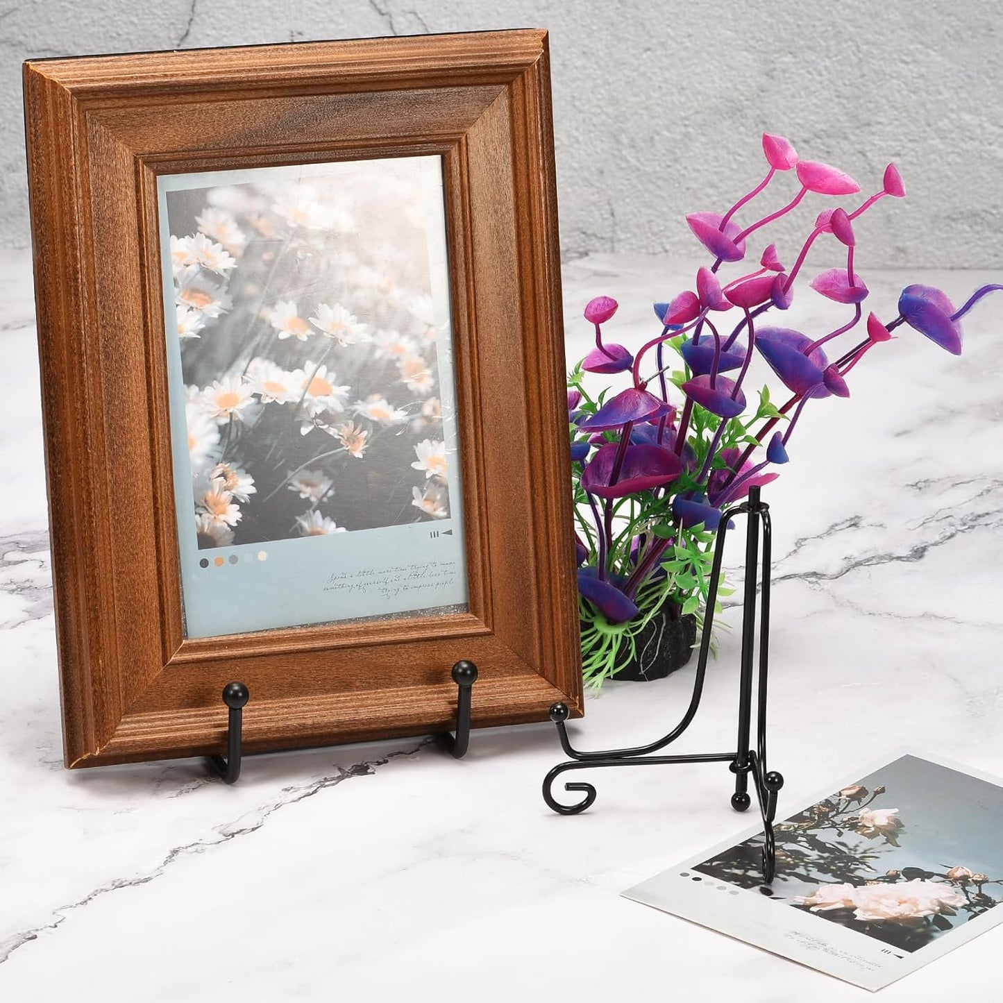 uxcell Plate Stand for Display, 10 Inch 2Pcs Iron Decorative Plate Holder Metal Easel Folding Display Stand for Photo Picture Frame, Black