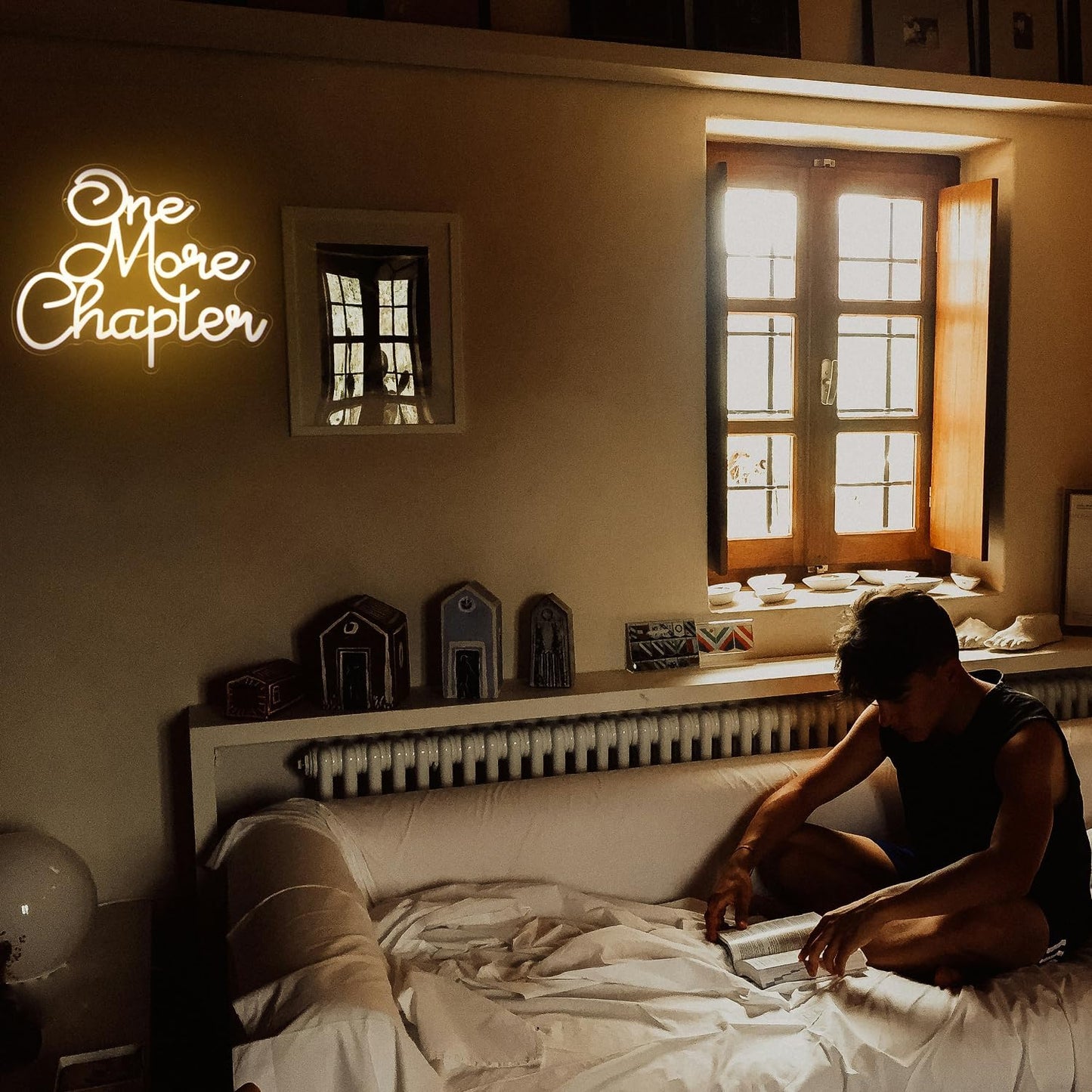 One More Chapter Neon Sign Read Books Neon Light Warm White Letter LED Signs for Wall Read Neon Lights Signs for Bedroom Study Reading Room Library Bookstore Classroom Decor Bookish Gifts