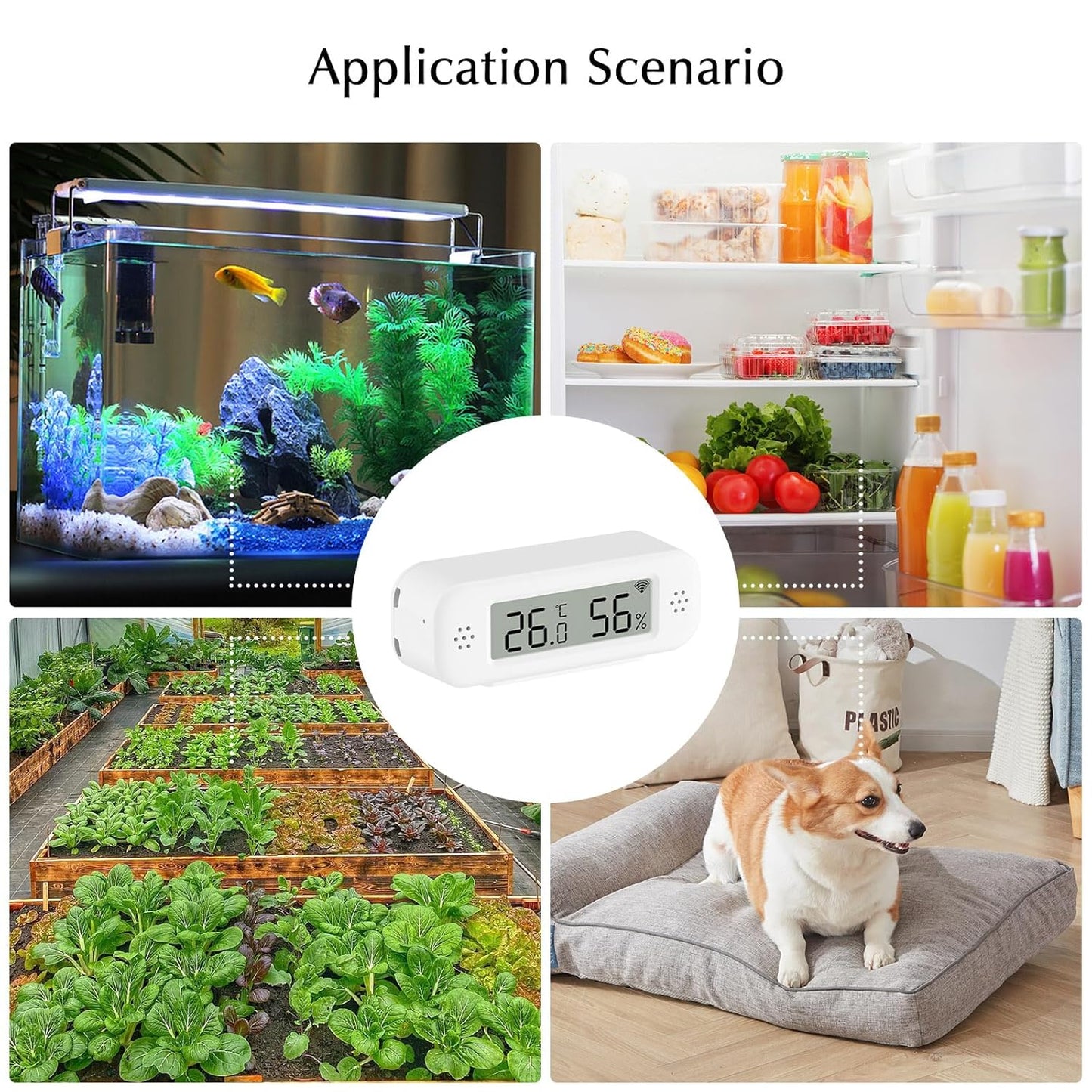 WiFi Thermometer, Humidity Meter with Smart Alert and Data Storage, Temperature and Humidity Monitor for Bedroom, Baby Room, Warehouse, Cellar, Greenhouse, White with Screen