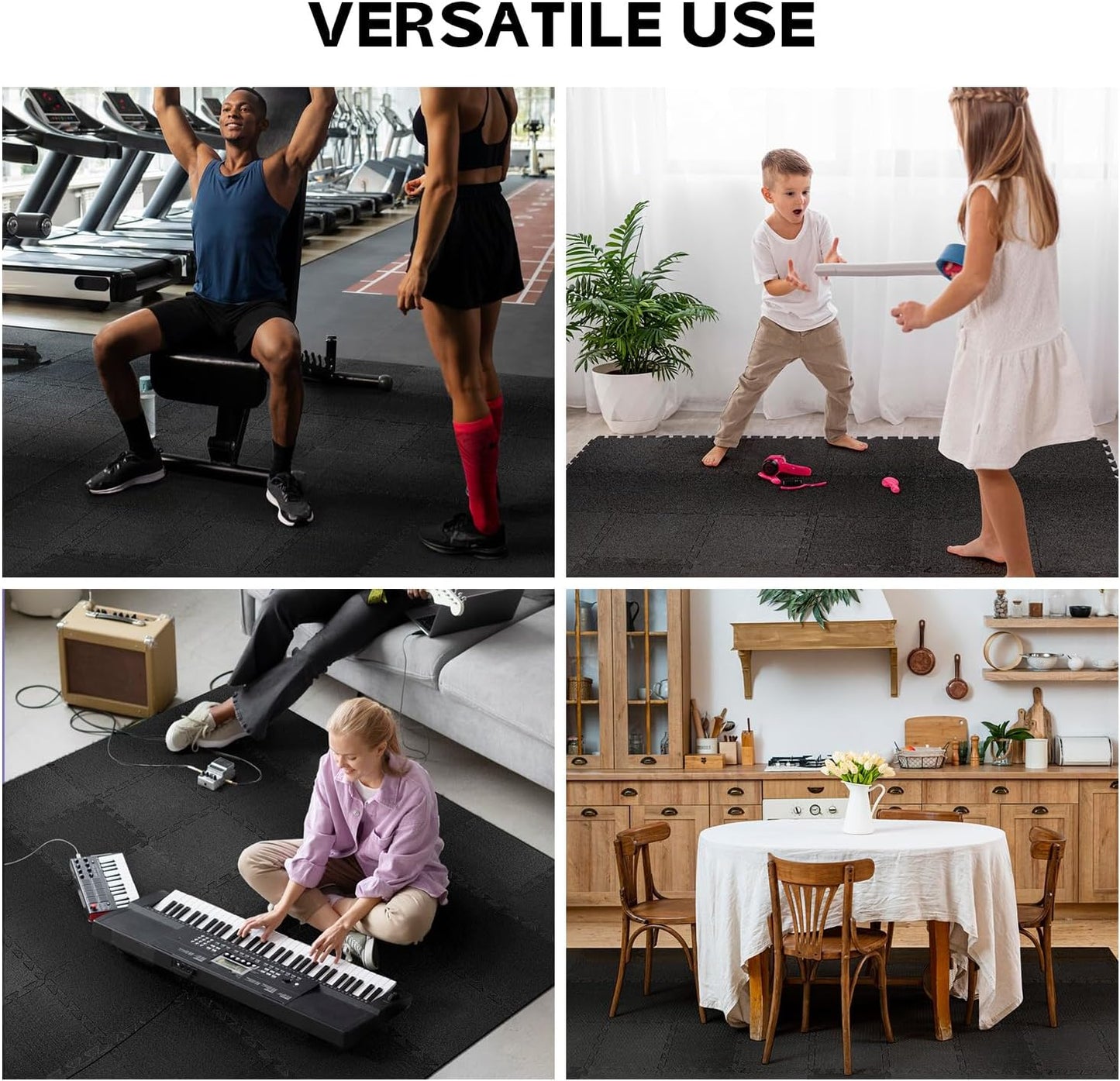 Starfavor Sound Absorbing Interlocking Floor Mats 20 Pcs, 11.8" x 11.8" Soundproof Rug Pad Non-Slip Anti-Vibration Acoustic Pads Piano Carpet Drum Rug